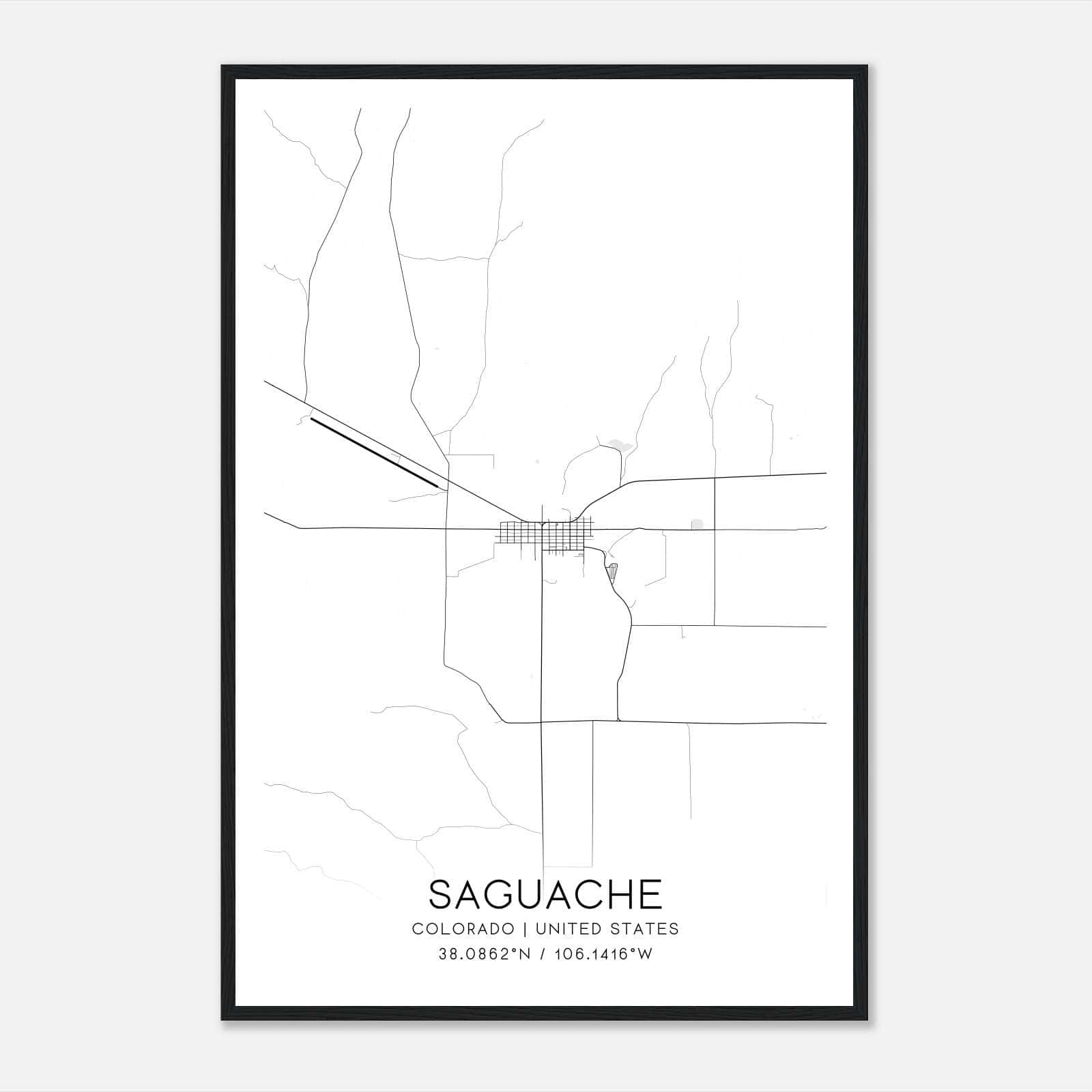 Saguache Colorado Map Poster, Modern Home Decor Wall Art Print Saguache Colorado Map Poster, Modern Home Decor Wall Art Print