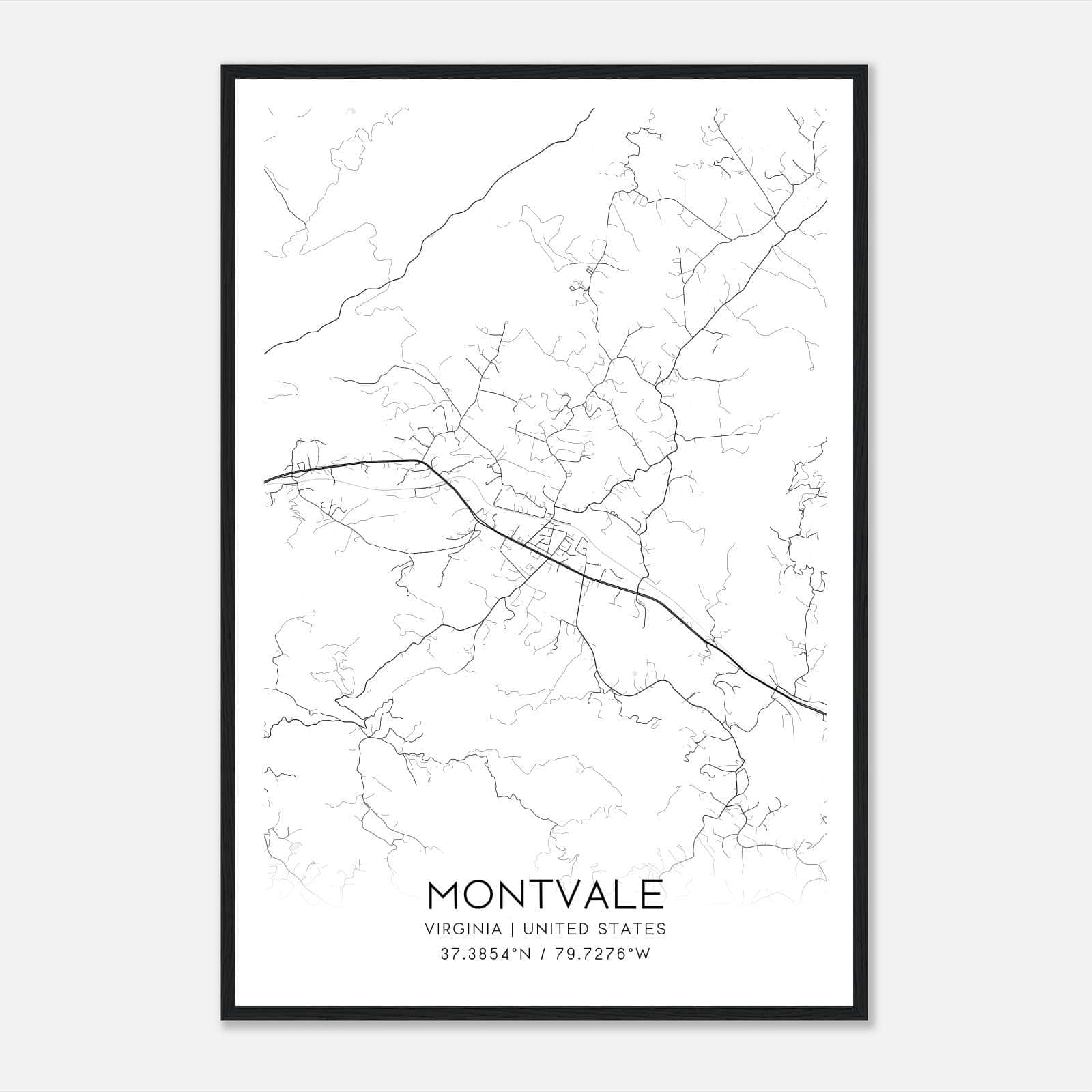 Montvale Virginia Map Poster, Modern Home Decor Wall Art Print Montvale Virginia Map Poster, Modern Home Decor Wall Art Print