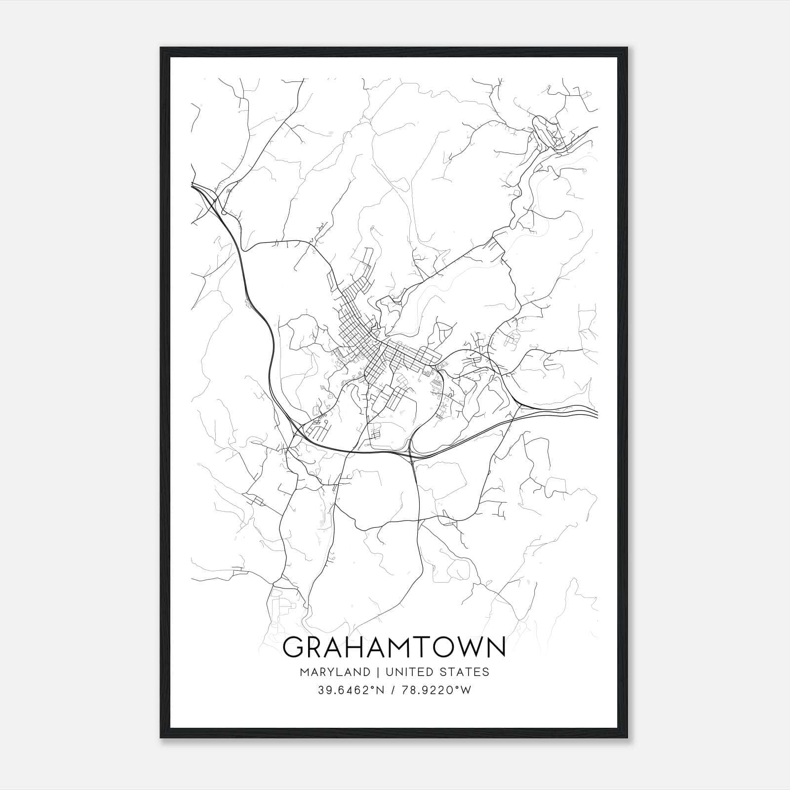 Grahamtown Maryland Map Poster, Modern Home Decor Wall Art Print Grahamtown Maryland Map Poster, Modern Home Decor Wall Art Print