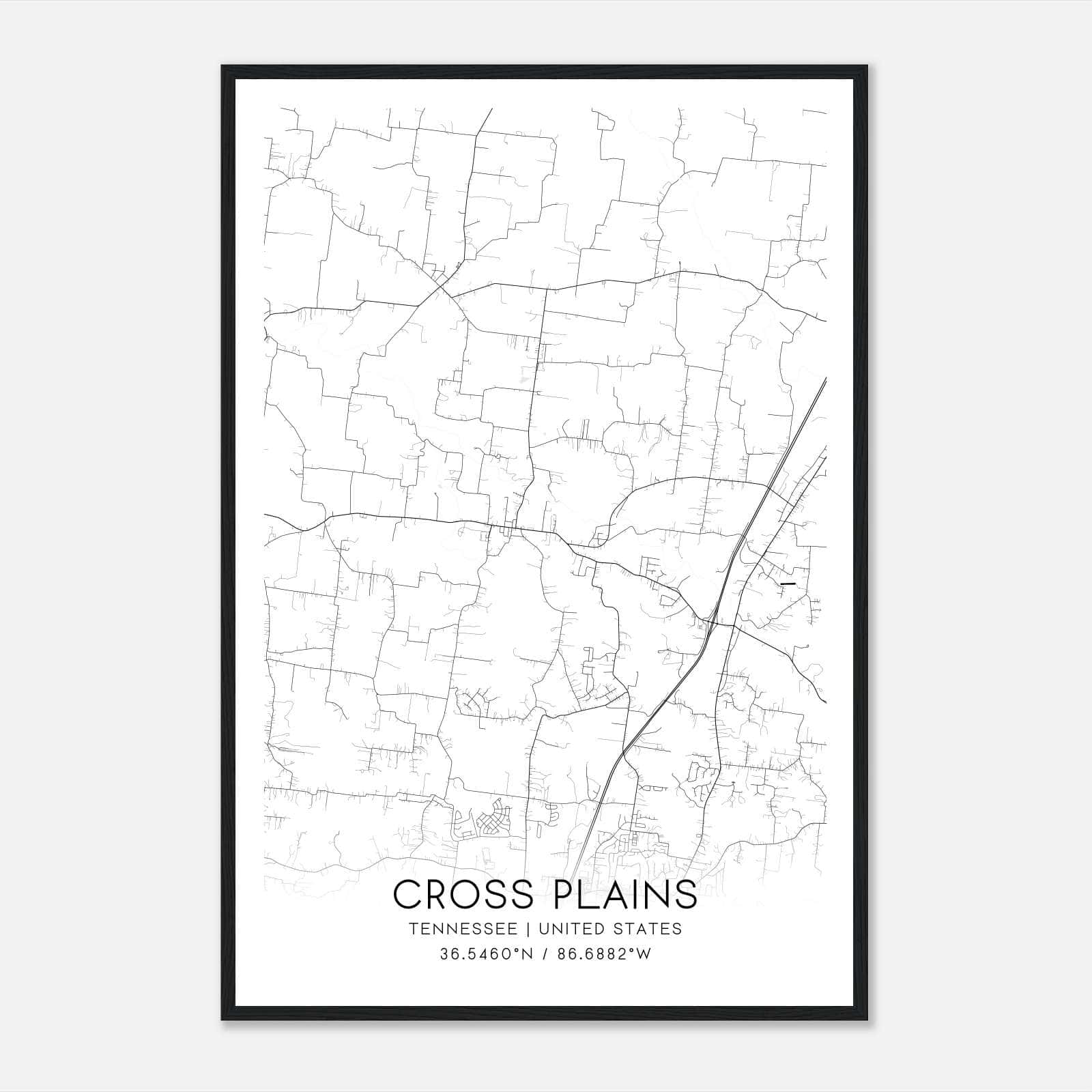 Cross Plains Tennessee Map Poster, Modern Home Decor Wall Art Print Cross Plains Tennessee Map Poster, Modern Home Decor Wall Art Print