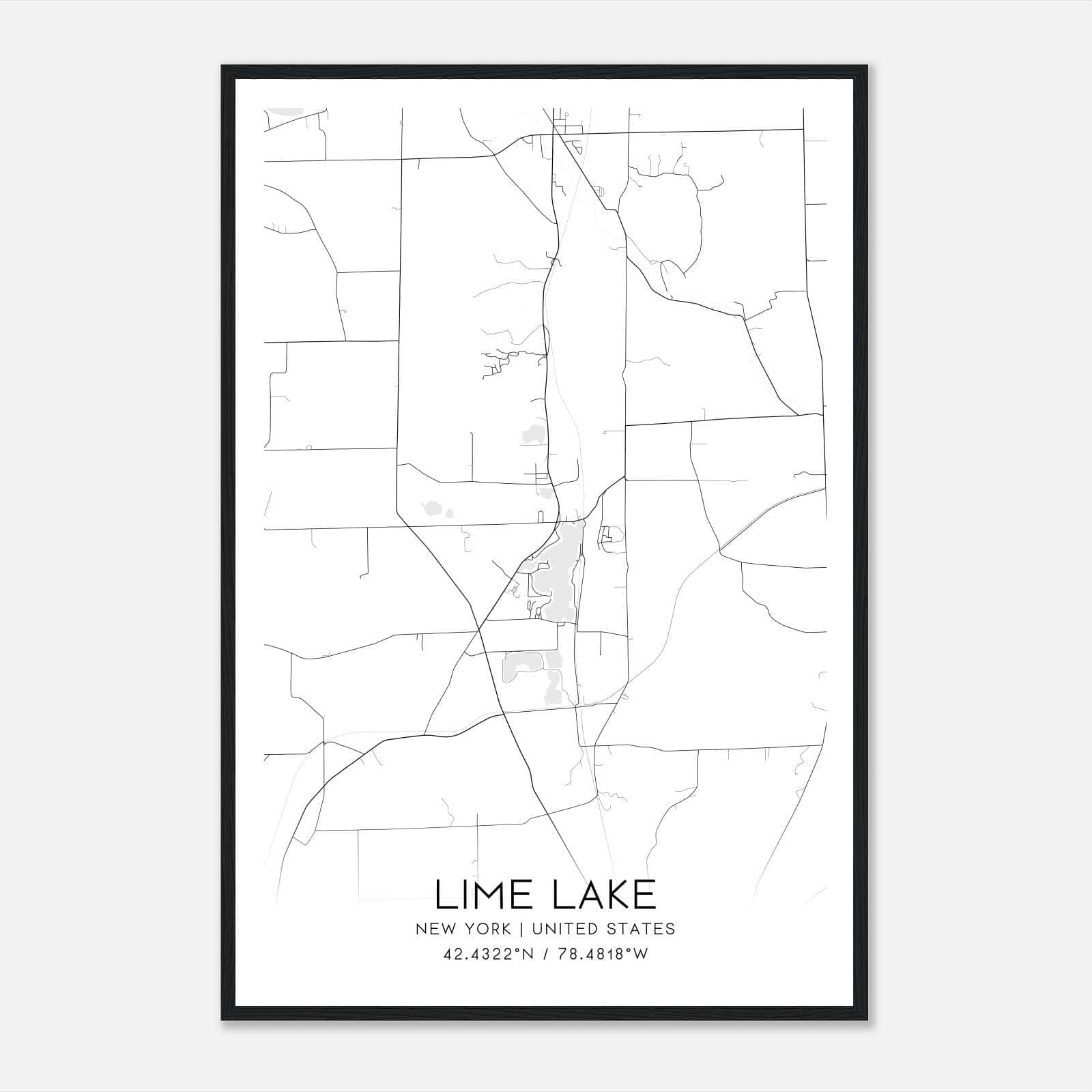 Lime Lake New York Map Poster, Modern Home Decor Wall Art Print Lime Lake New York Map Poster, Modern Home Decor Wall Art Print