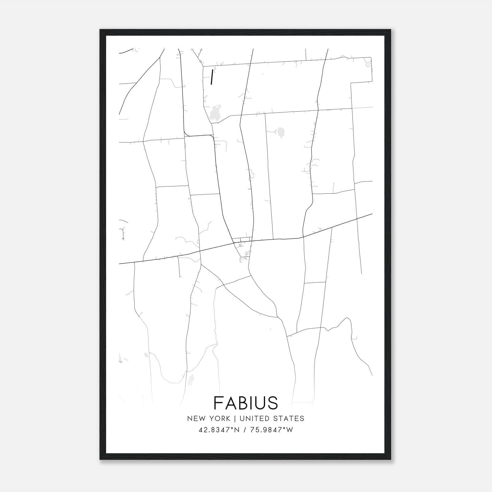 Fabius New York Map Poster, Modern Home Decor Wall Art Print Fabius New York Map Poster, Modern Home Decor Wall Art Print