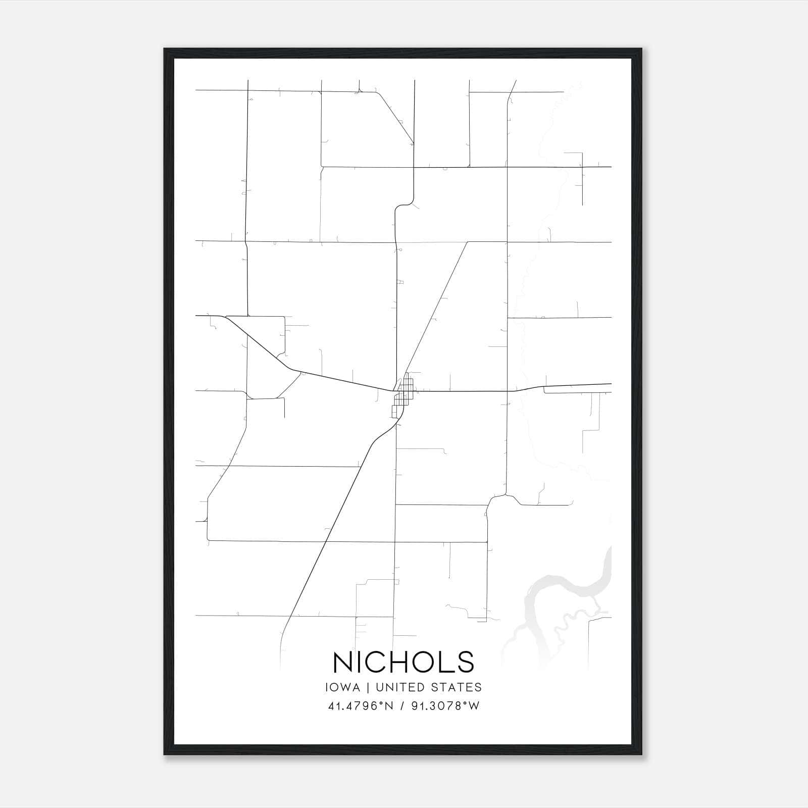 Nichols Iowa Map Poster, Modern Home Decor Wall Art Print Nichols Iowa Map Poster, Modern Home Decor Wall Art Print