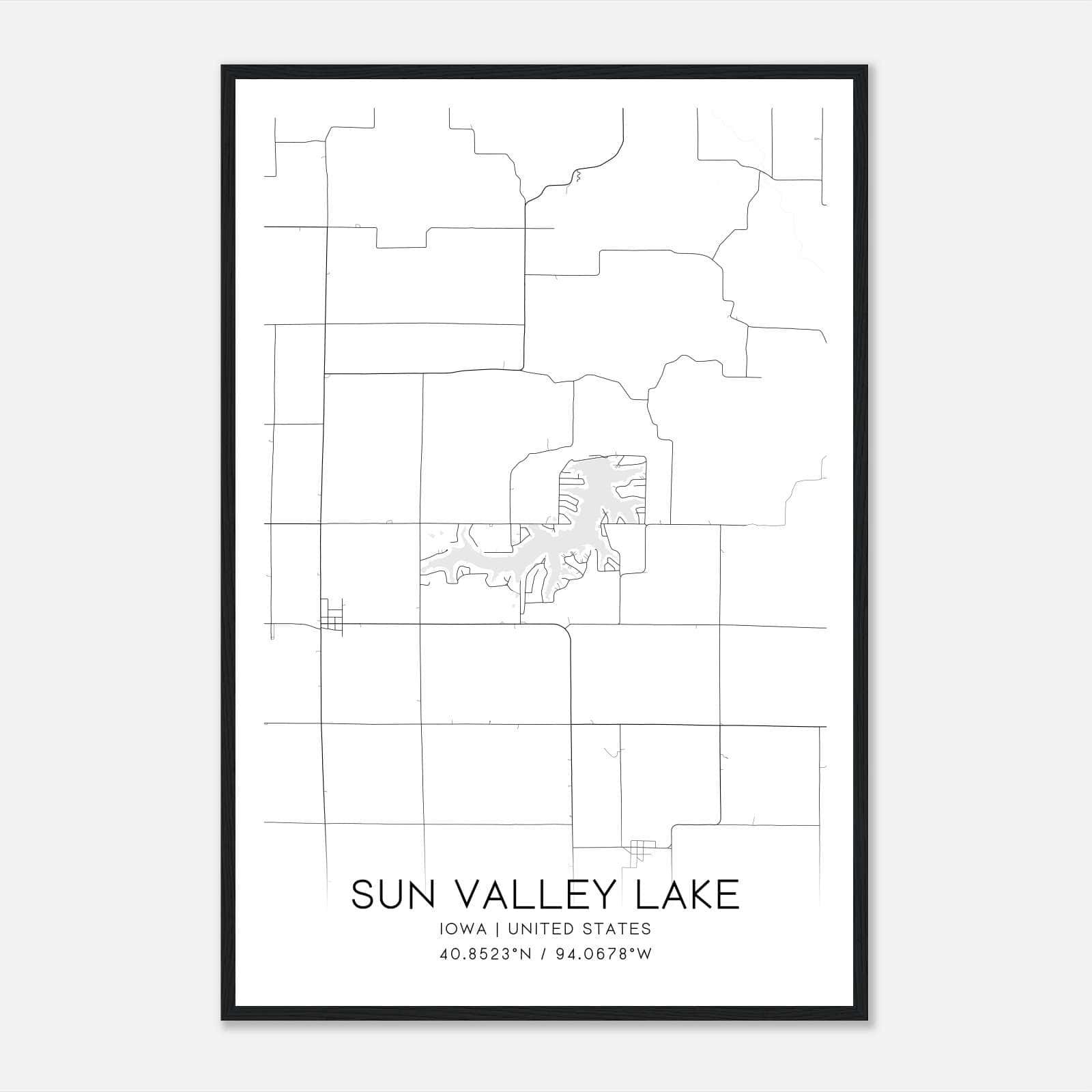 Sun Valley Lake Iowa Map Poster, Modern Home Decor Wall Art Print Sun Valley Lake Iowa Map Poster, Modern Home Decor Wall Art Print