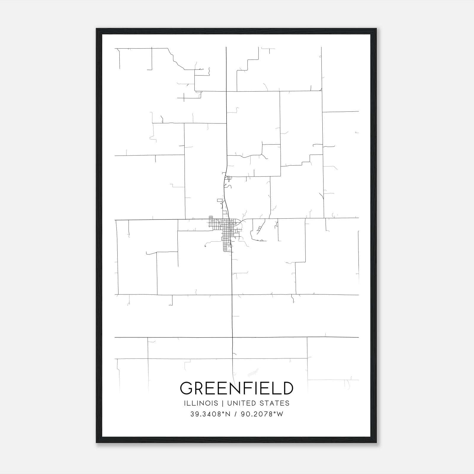 Greenfield Illinois Map Poster, Modern Home Decor Wall Art Print Greenfield Illinois Map Poster, Modern Home Decor Wall Art Print