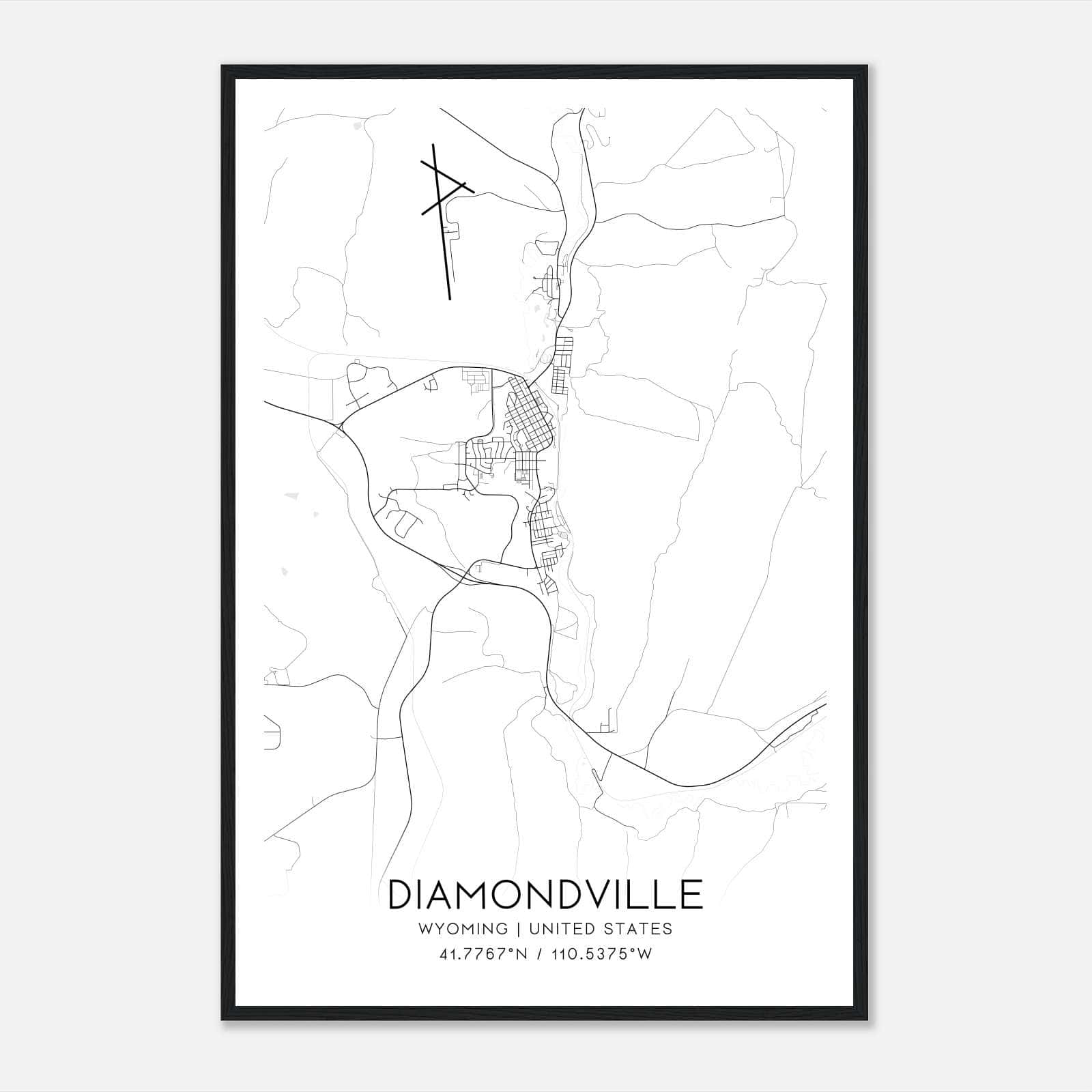 Diamondville Wyoming Map Poster, Modern Home Decor Wall Art Print Diamondville Wyoming Map Poster, Modern Home Decor Wall Art Print