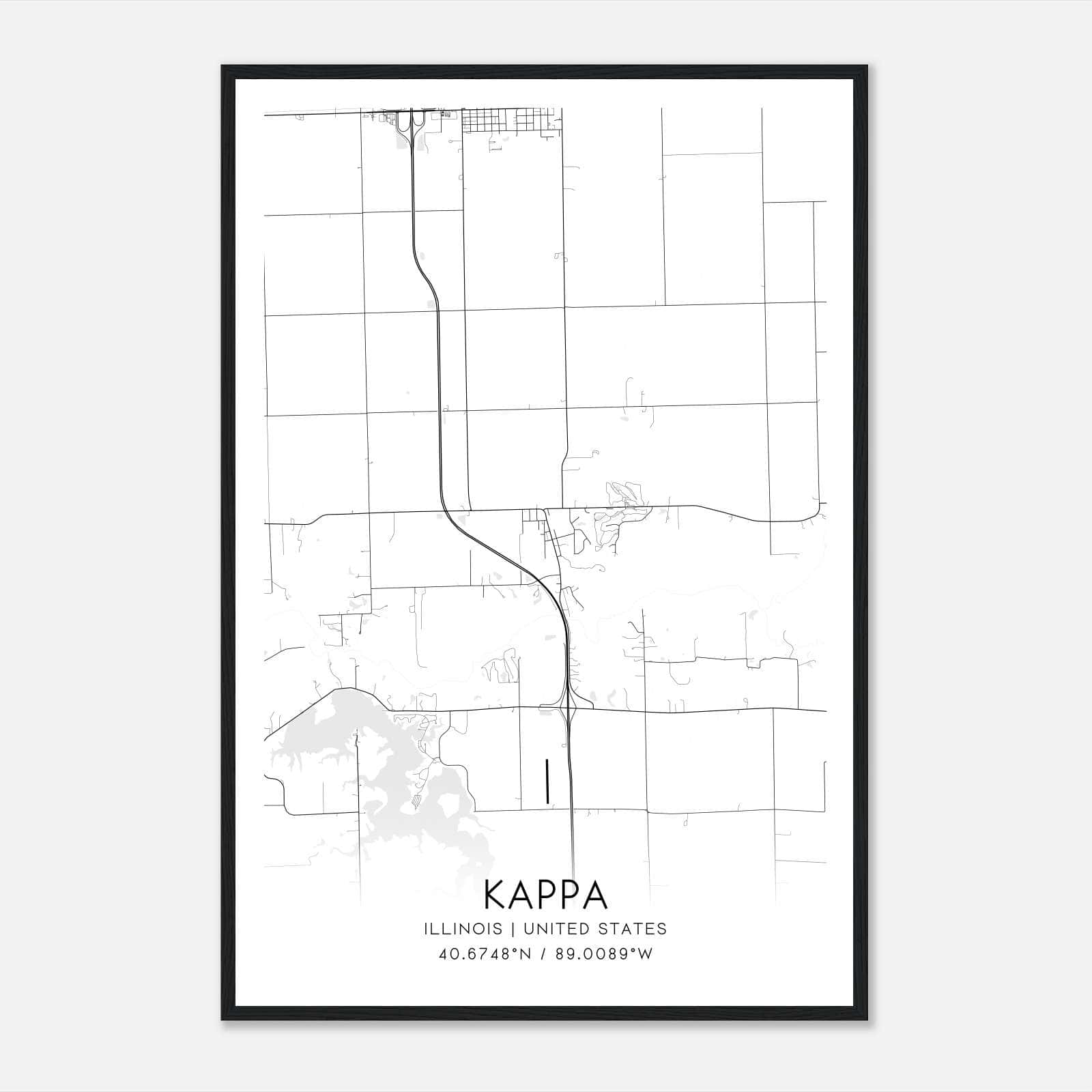 Kappa Illinois Map Poster, Modern Home Decor Wall Art Print Kappa Illinois Map Poster, Modern Home Decor Wall Art Print