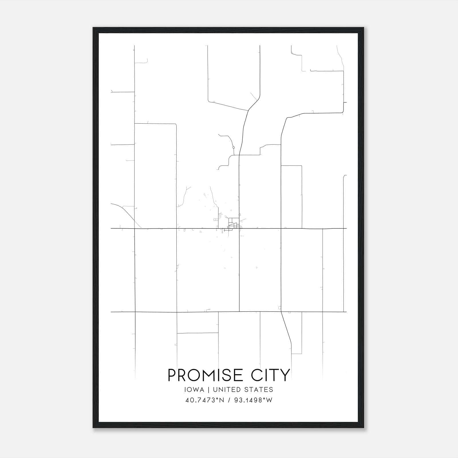 Promise City Iowa Map Poster, Modern Home Decor Wall Art Print Promise City Iowa Map Poster, Modern Home Decor Wall Art Print