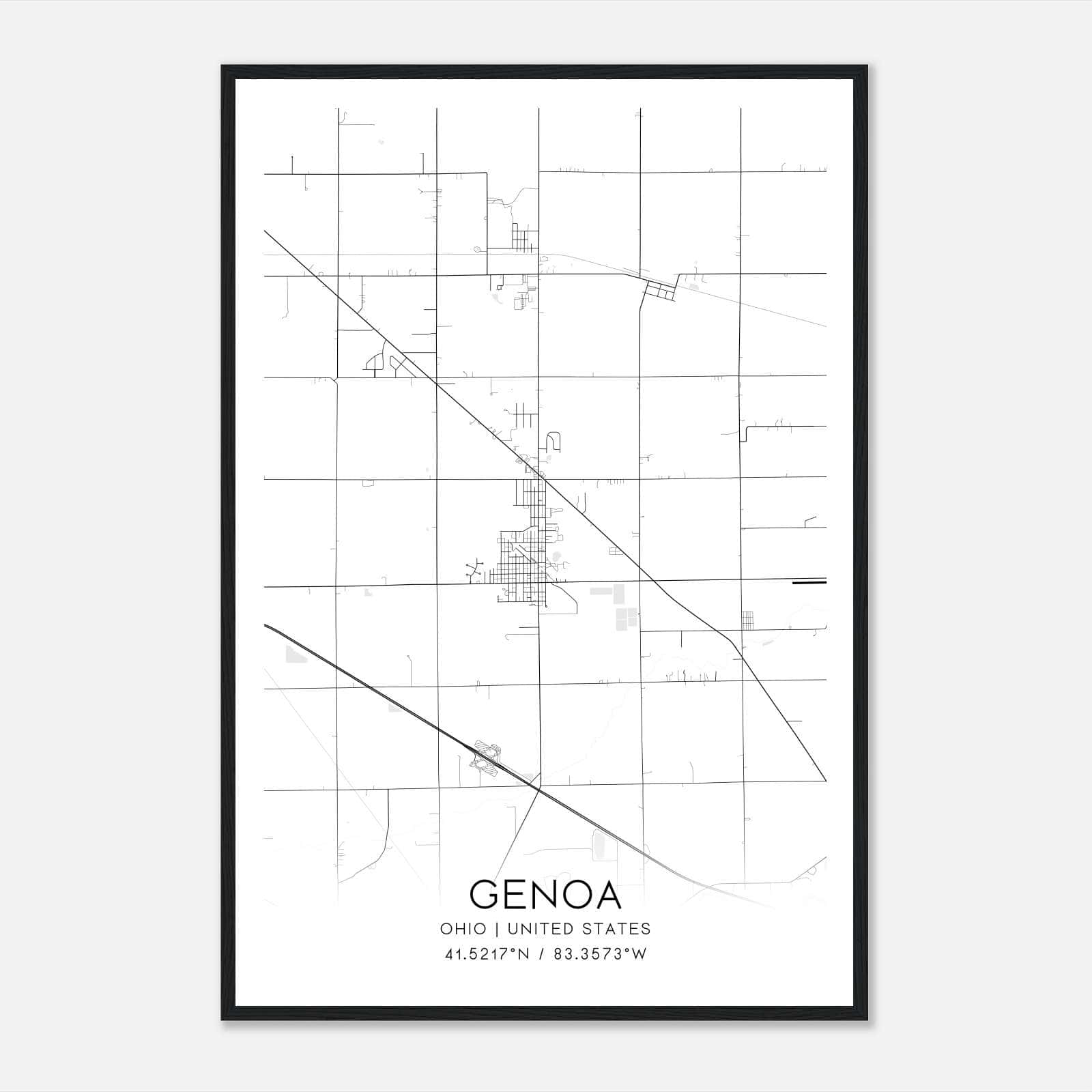 Genoa Ohio Map Poster, Modern Home Decor Wall Art Print Genoa Ohio Map Poster, Modern Home Decor Wall Art Print