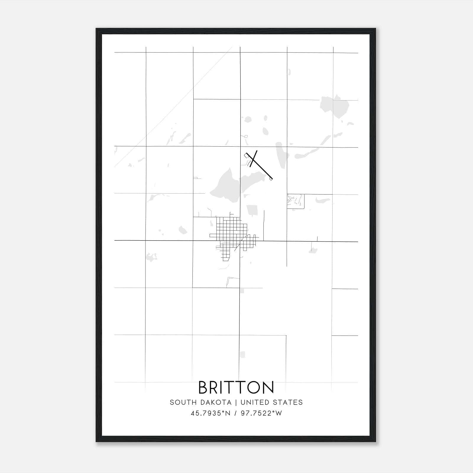Britton South Dakota Map Poster, Modern Home Decor Wall Art Print Britton South Dakota Map Poster, Modern Home Decor Wall Art Print