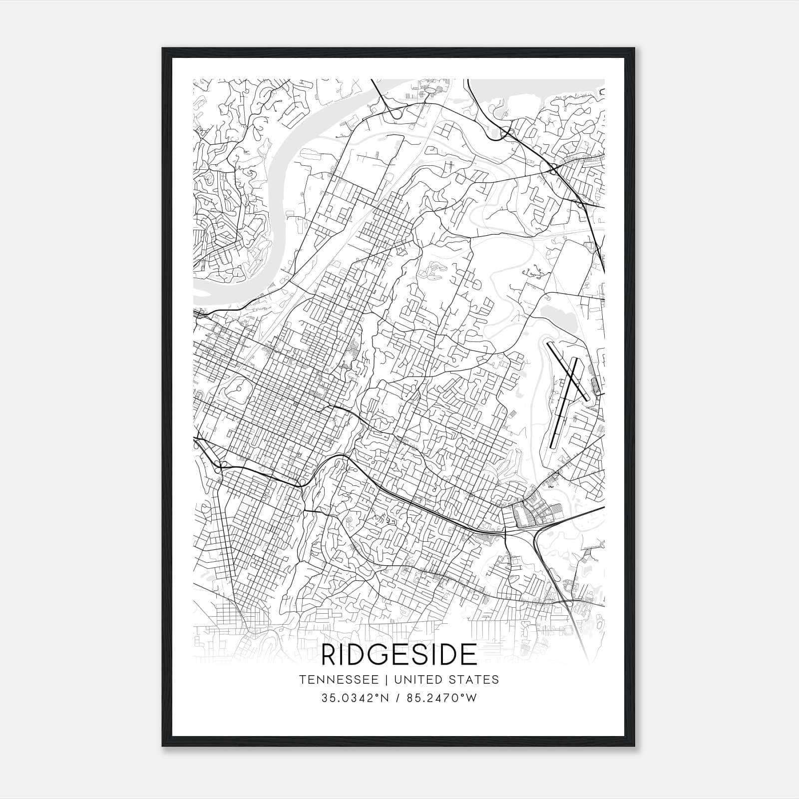 Ridgeside Tennessee Map Poster, Modern Home Decor Wall Art Print Ridgeside Tennessee Map Poster, Modern Home Decor Wall Art Print