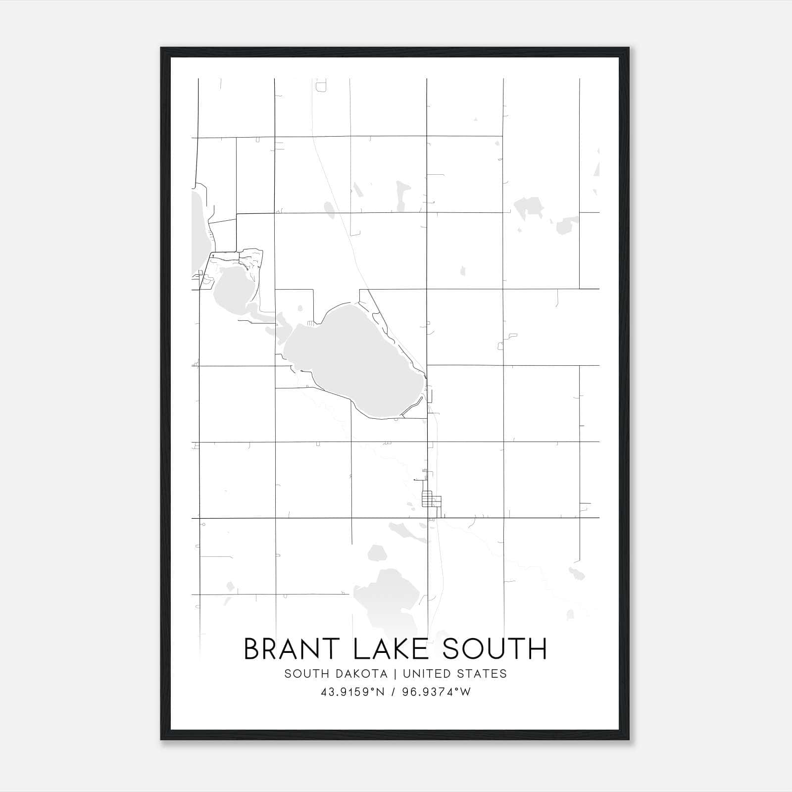 Brant Lake South South Dakota Map Poster, Modern Home Decor Wall Art Print Brant Lake South South Dakota Map Poster, Modern Home Decor Wall Art Print