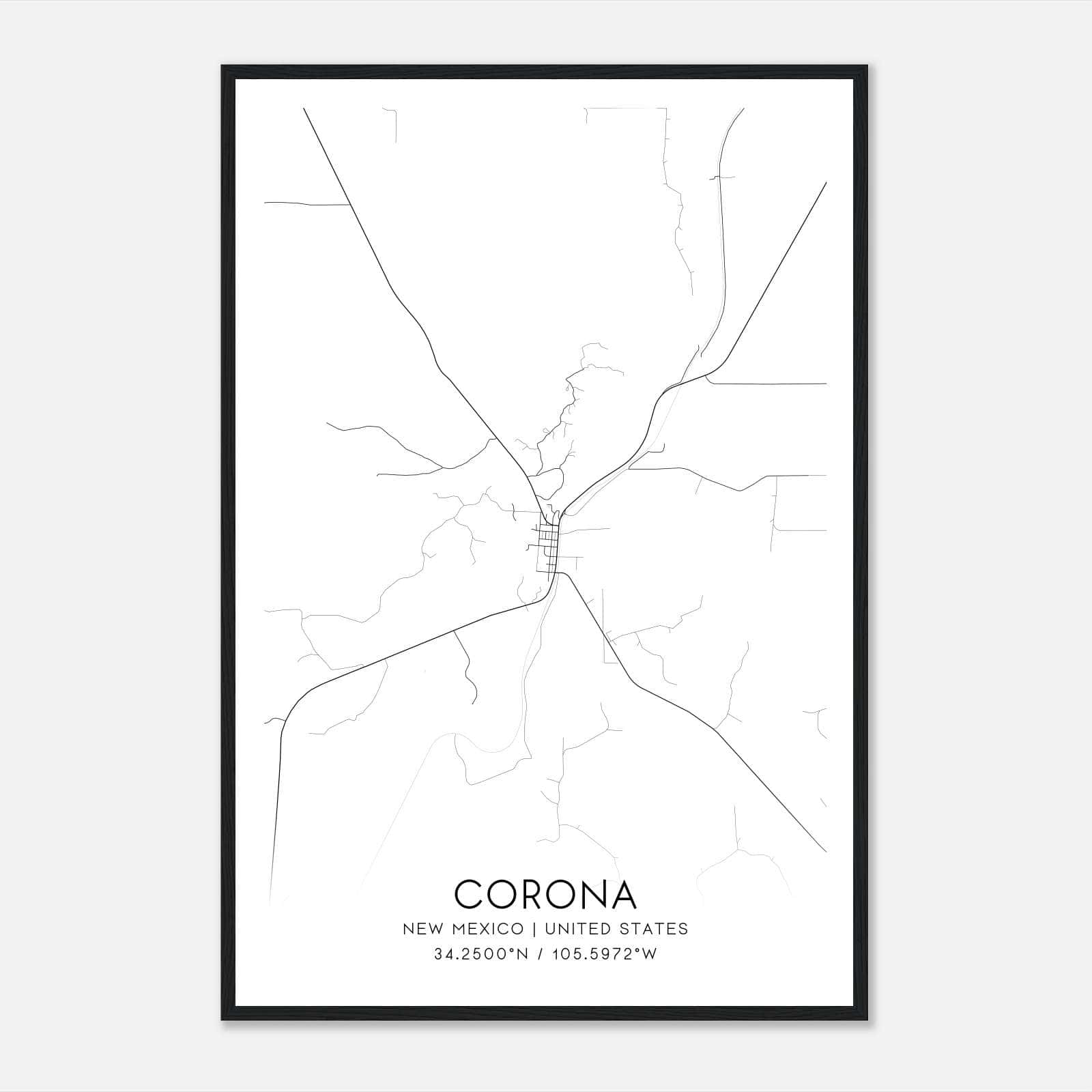 Corona New Mexico Map Poster, Modern Home Decor Wall Art Print Corona New Mexico Map Poster, Modern Home Decor Wall Art Print