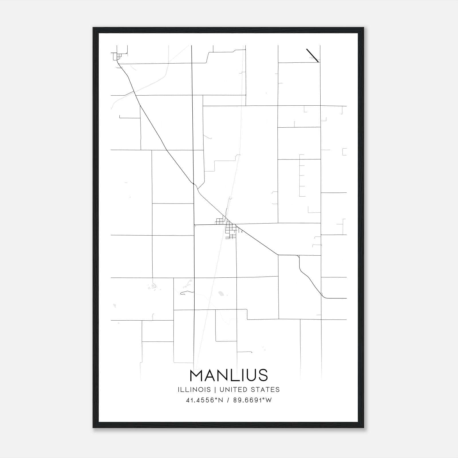 Manlius Illinois Map Poster, Modern Home Decor Wall Art Print Manlius Illinois Map Poster, Modern Home Decor Wall Art Print