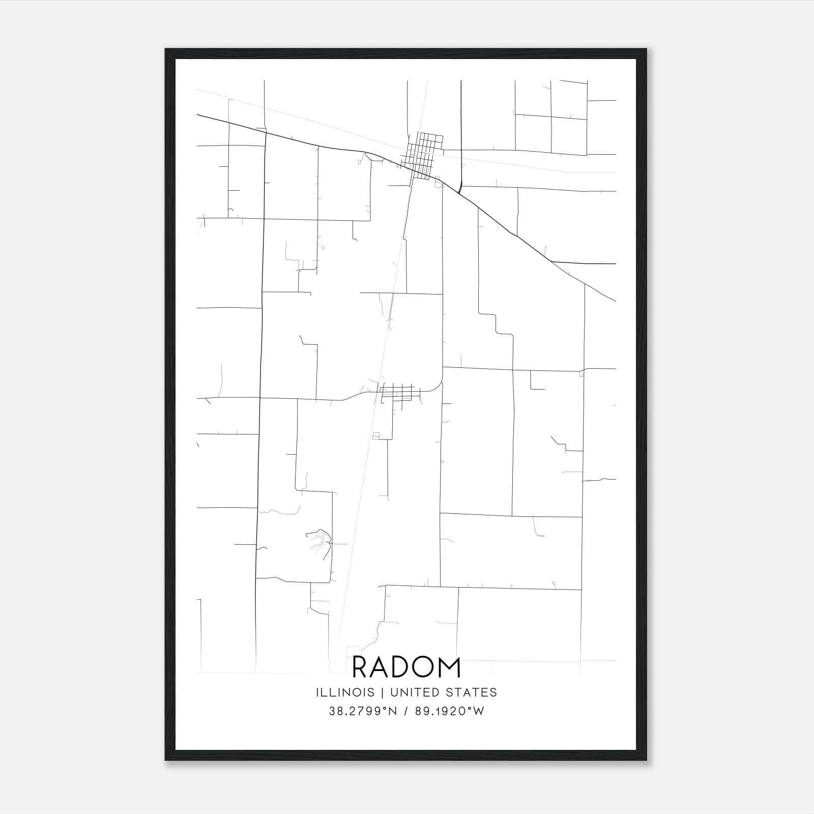 Radom Illinois Map Poster, Modern Home Decor Wall Art Print Radom Illinois Map Poster, Modern Home Decor Wall Art Print