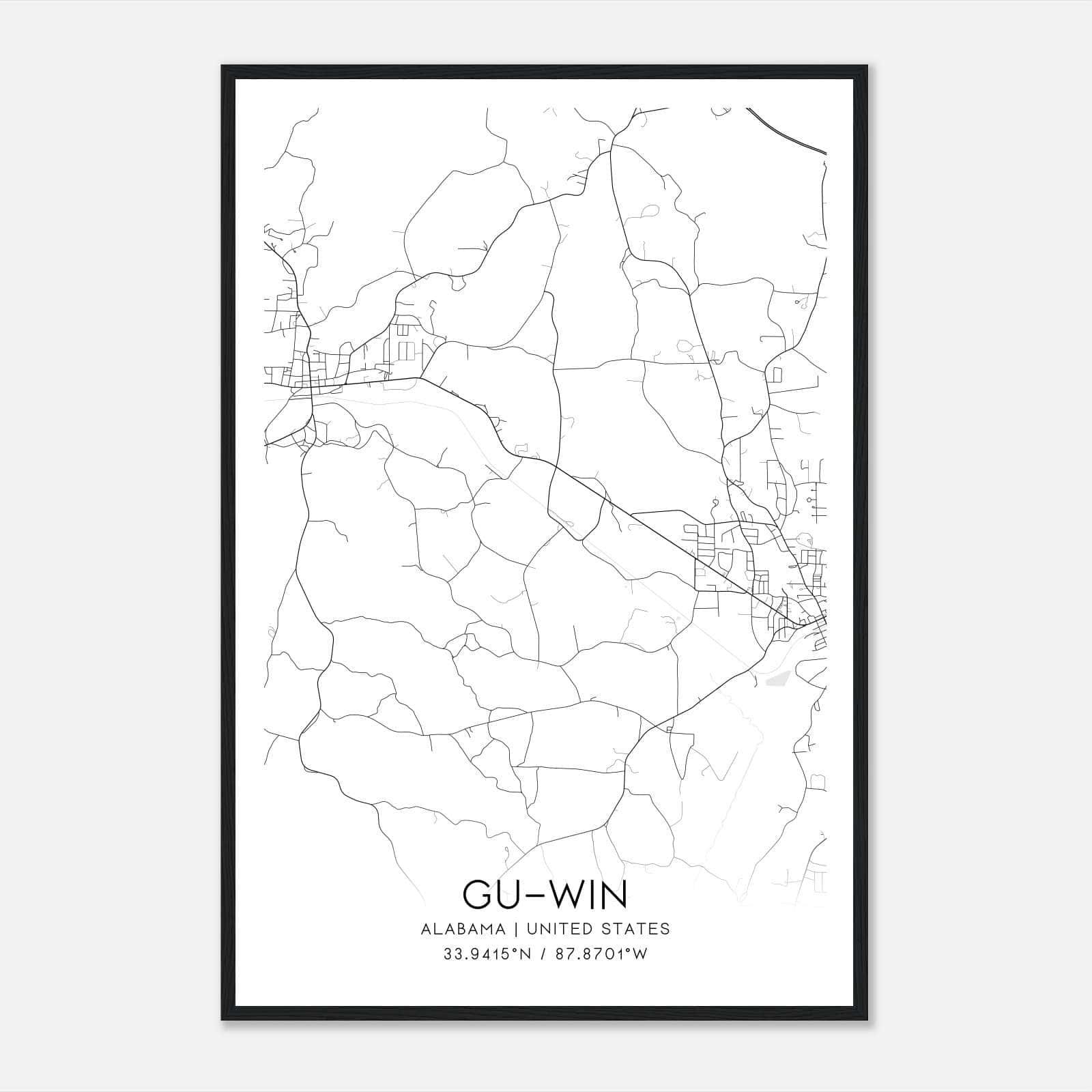 Gu-Win Alabama Map Poster, Modern Home Decor Wall Art Print Gu-Win Alabama Map Poster, Modern Home Decor Wall Art Print