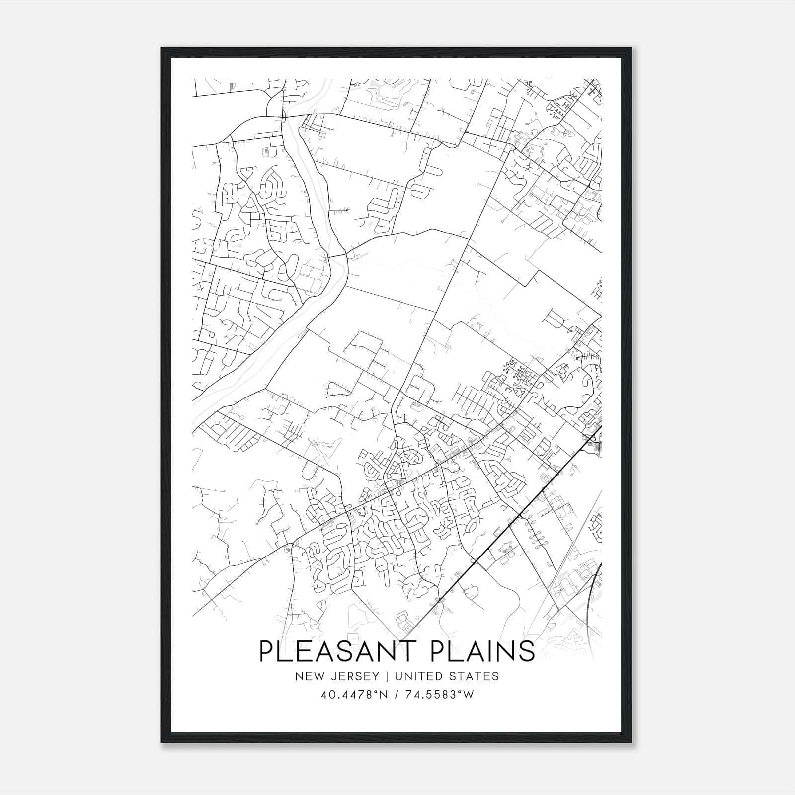 Pleasant Plains New Jersey Map Poster, Modern Home Decor Wall Art Print Pleasant Plains New Jersey Map Poster, Modern Home Decor Wall Art Print