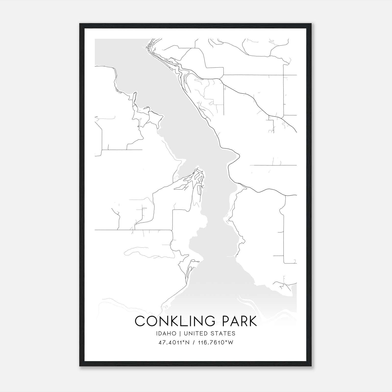 Conkling Park Idaho Map Poster, Modern Home Decor Wall Art Print Conkling Park Idaho Map Poster, Modern Home Decor Wall Art Print