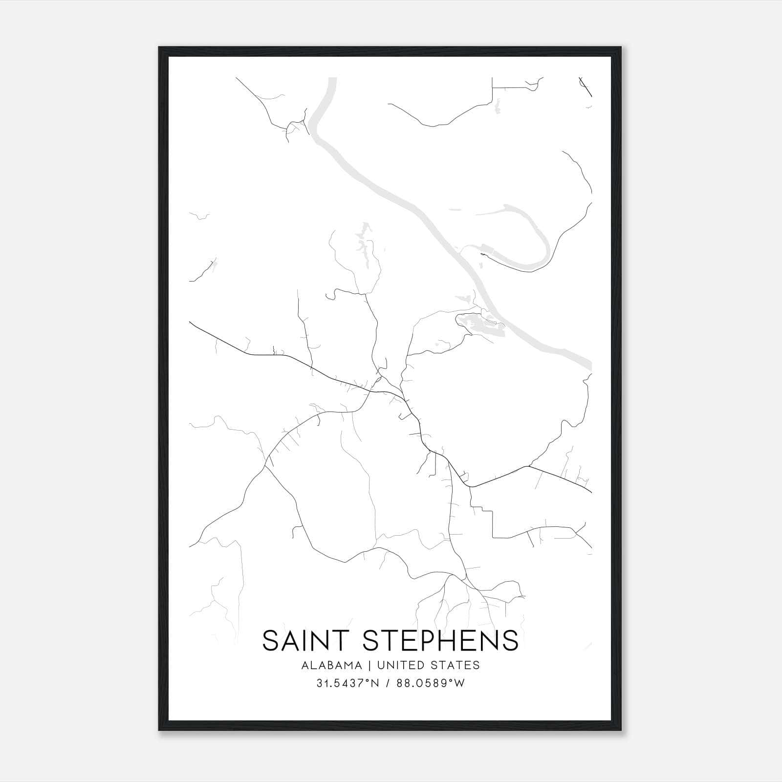 Saint Stephens Alabama Map Poster, Modern Home Decor Wall Art Print Saint Stephens Alabama Map Poster, Modern Home Decor Wall Art Print