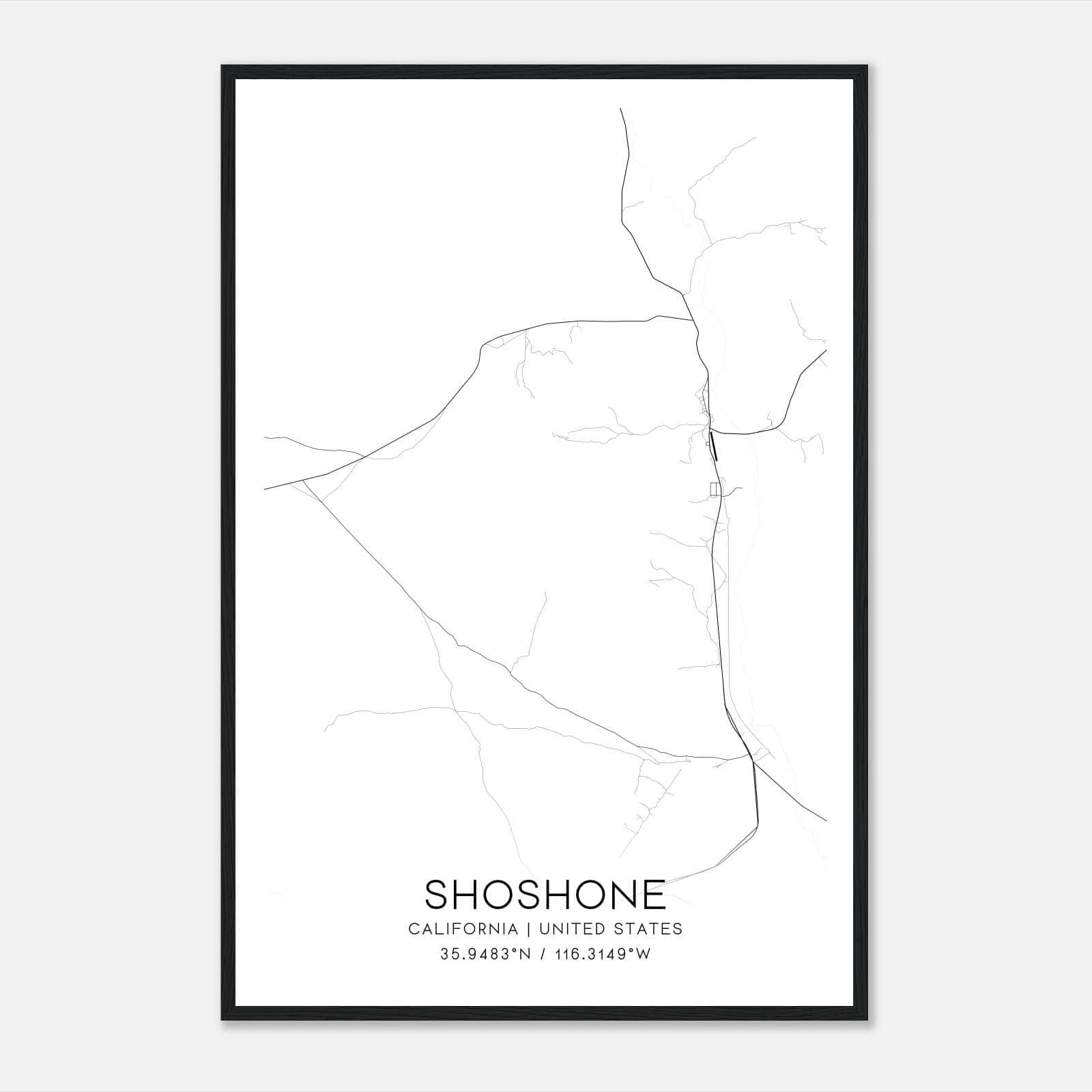 Shoshone California Map Poster, Modern Home Decor Wall Art Print Shoshone California Map Poster, Modern Home Decor Wall Art Print