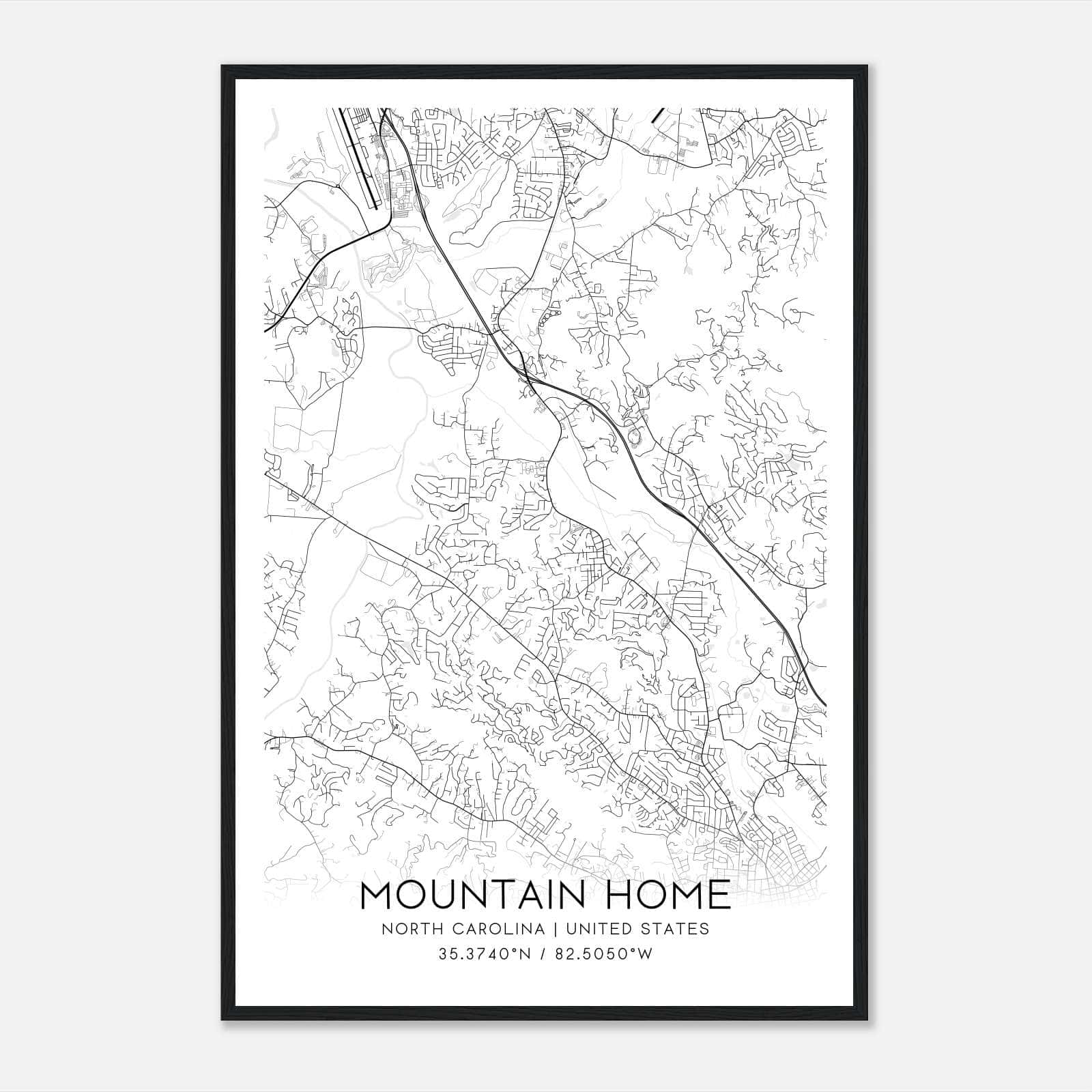 Mountain Home North Carolina Map Poster, Modern Home Decor Wall Art Print Mountain Home North Carolina Map Poster, Modern Home Decor Wall Art Print