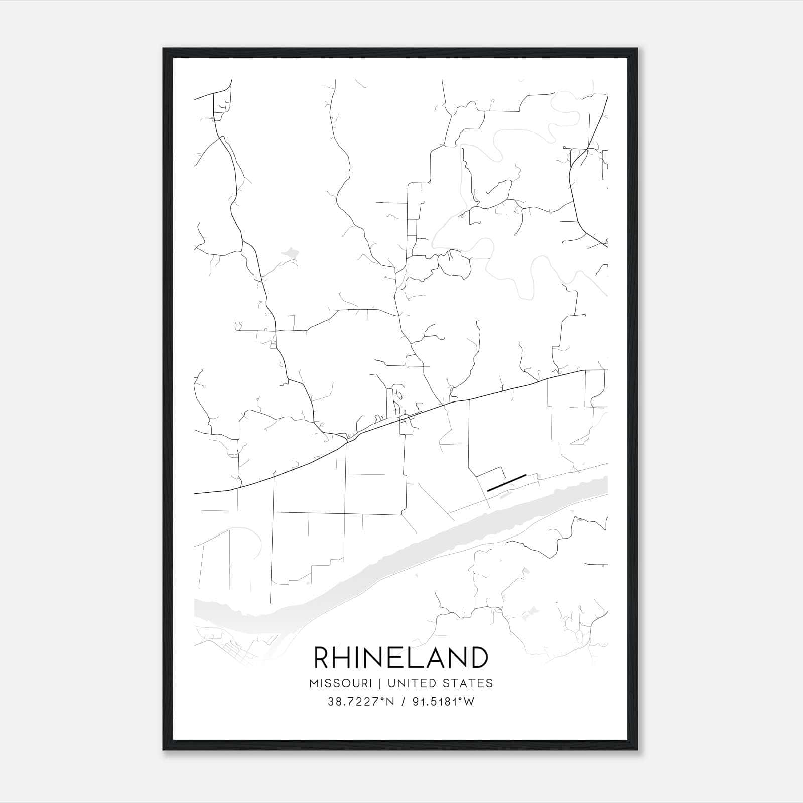Rhineland Missouri Map Poster, Modern Home Decor Wall Art Print Rhineland Missouri Map Poster, Modern Home Decor Wall Art Print