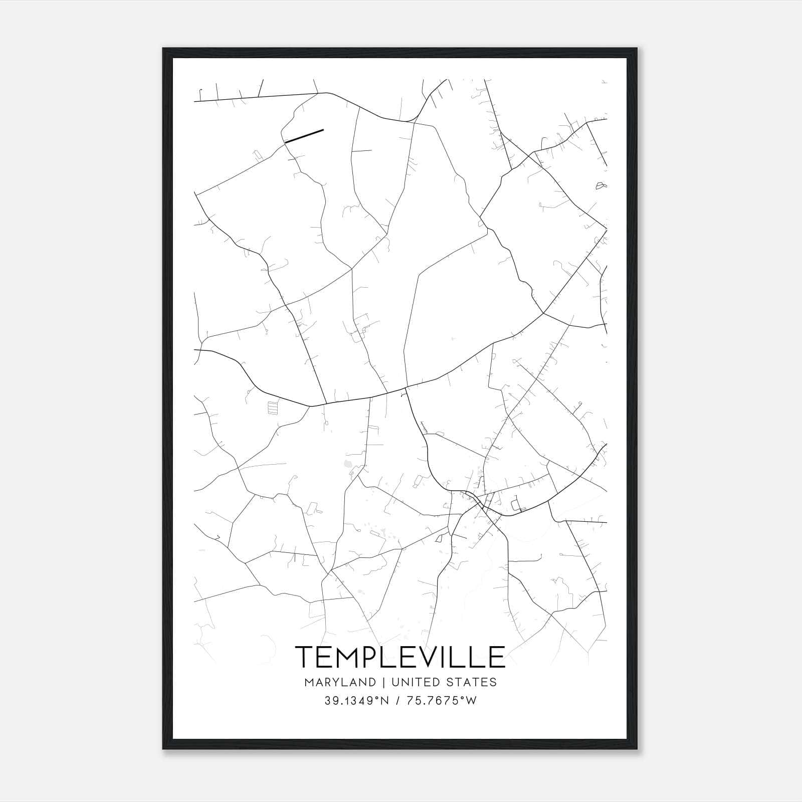 Templeville Maryland Map Poster, Modern Home Decor Wall Art Print Templeville Maryland Map Poster, Modern Home Decor Wall Art Print