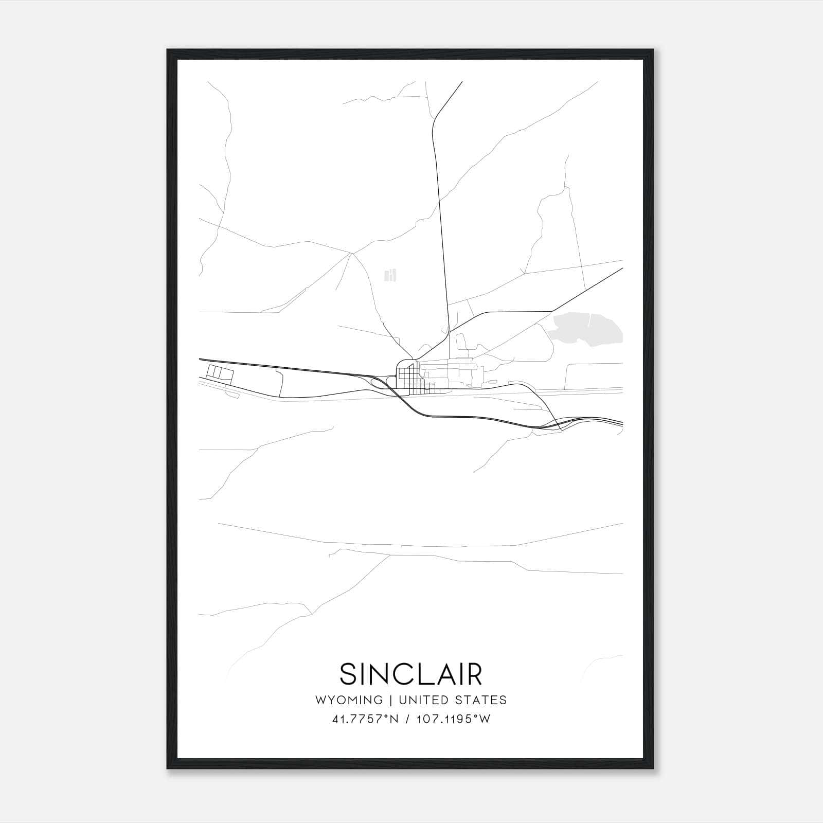 Sinclair Wyoming Map Poster, Modern Home Decor Wall Art Print Sinclair Wyoming Map Poster, Modern Home Decor Wall Art Print