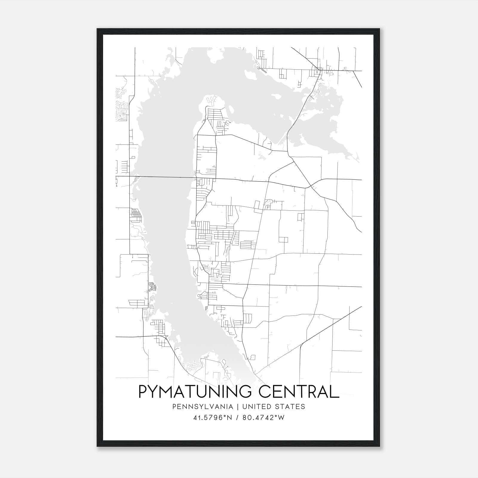 Pymatuning Central Pennsylvania Map Poster, Modern Home Decor Wall Art Print Pymatuning Central Pennsylvania Map Poster, Modern Home Decor Wall Art Print