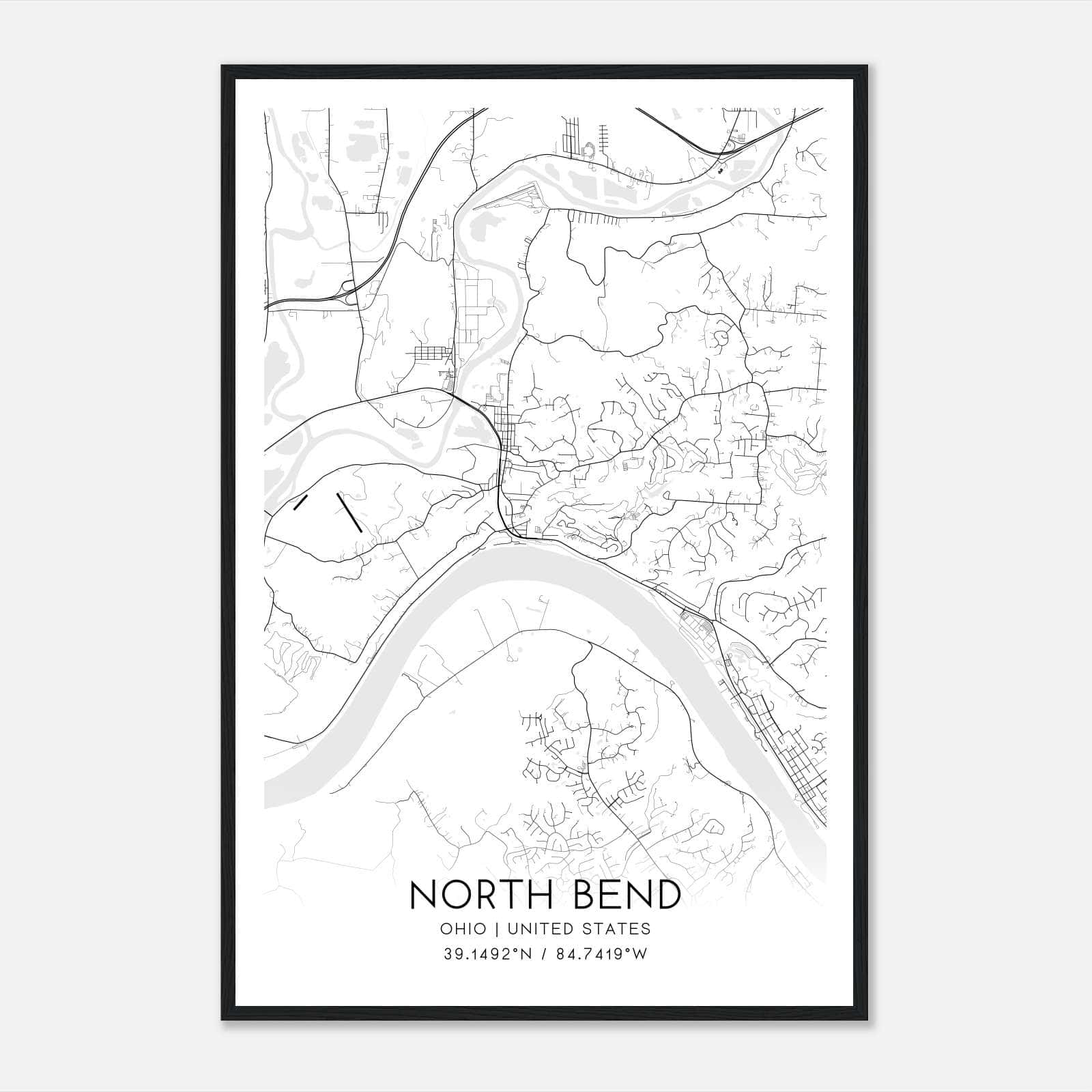 North Bend Ohio Map Poster, Modern Home Decor Wall Art Print North Bend Ohio Map Poster, Modern Home Decor Wall Art Print