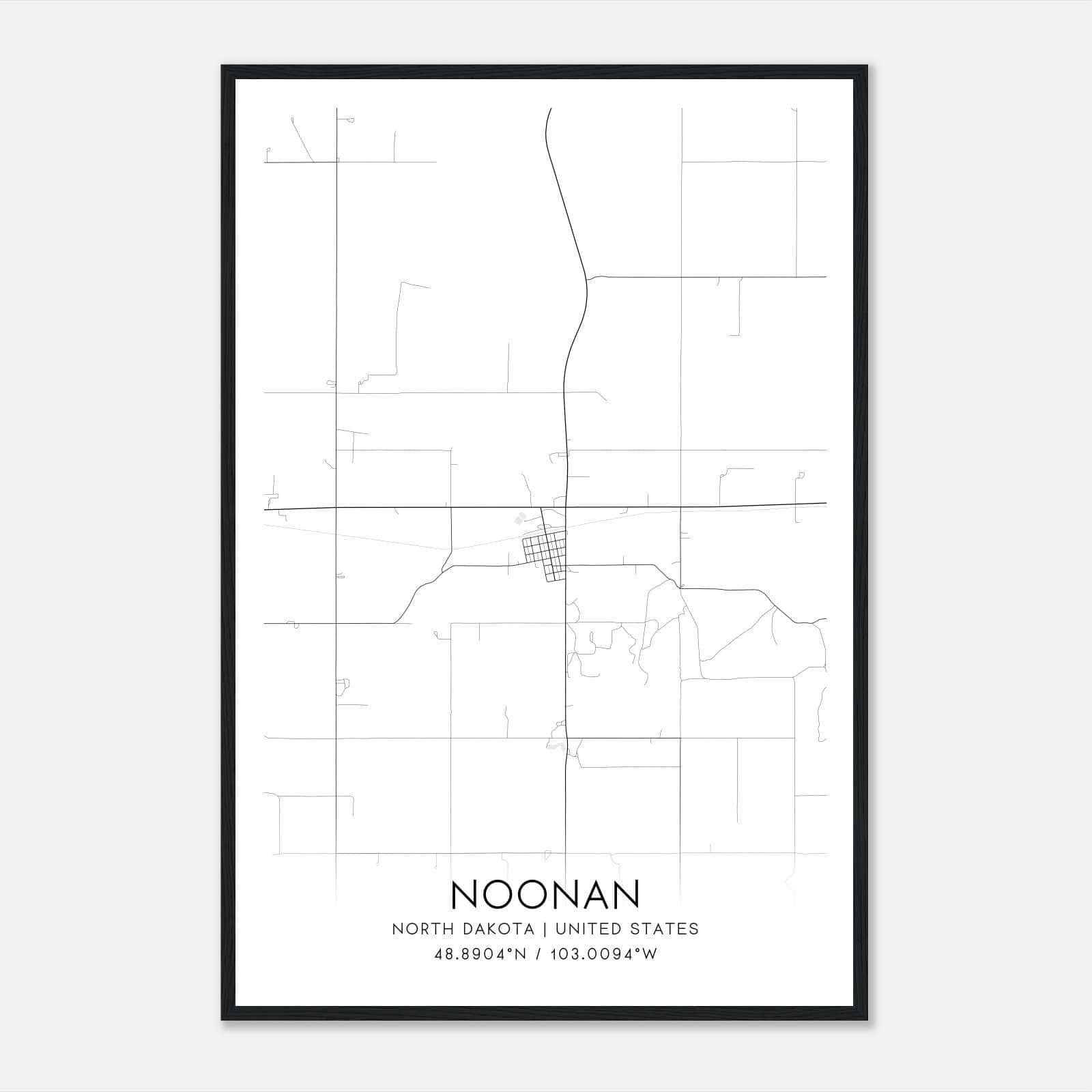 Noonan North Dakota Map Poster, Modern Home Decor Wall Art Print Noonan North Dakota Map Poster, Modern Home Decor Wall Art Print