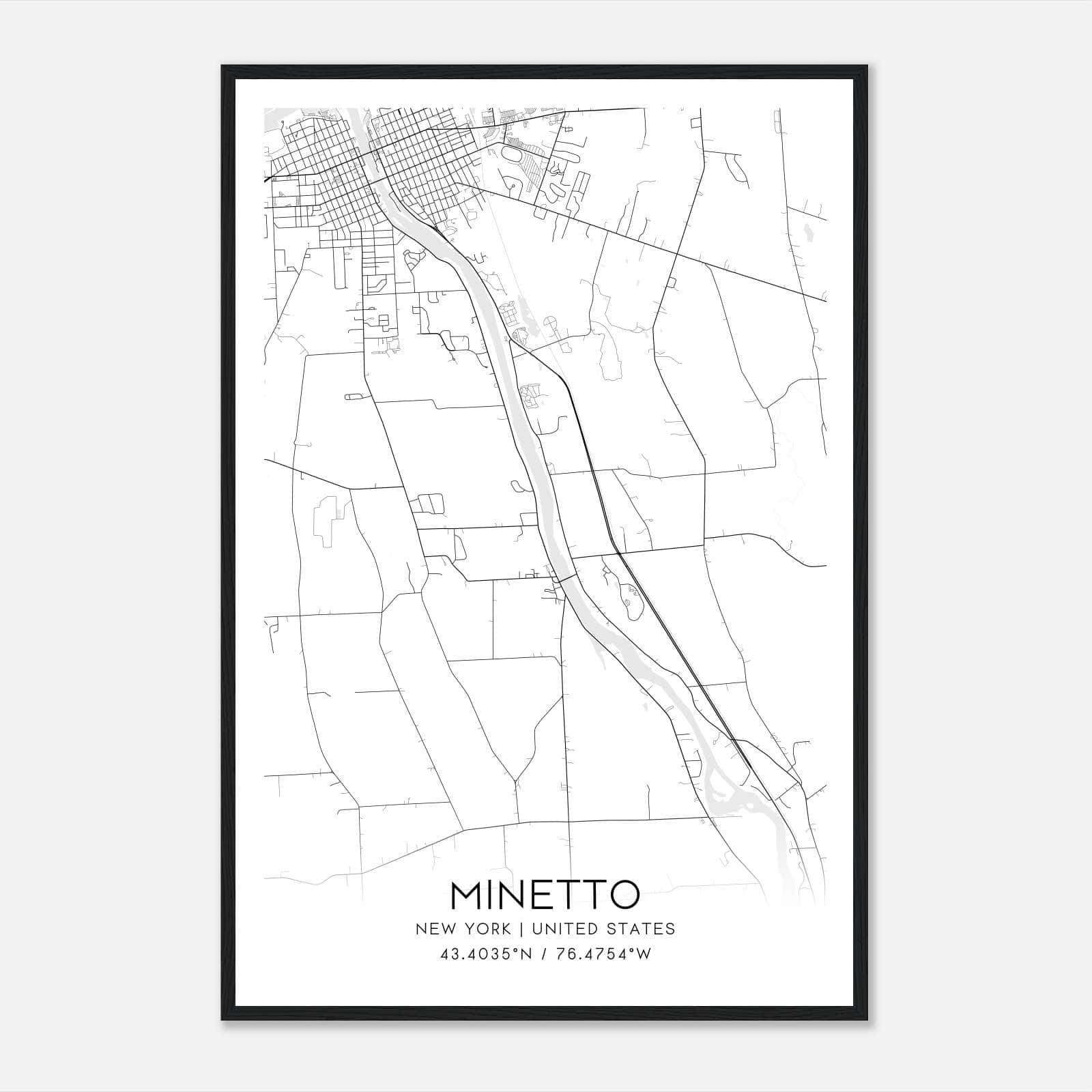 Minetto New York Map Poster, Modern Home Decor Wall Art Print Minetto New York Map Poster, Modern Home Decor Wall Art Print