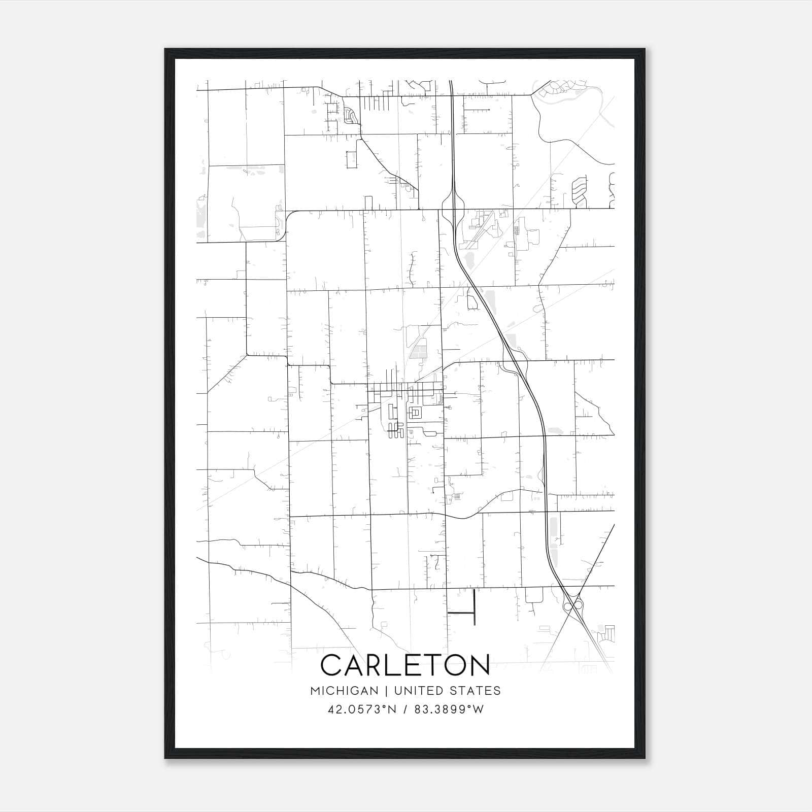 Carleton Michigan Map Poster, Modern Home Decor Wall Art Print Carleton Michigan Map Poster, Modern Home Decor Wall Art Print