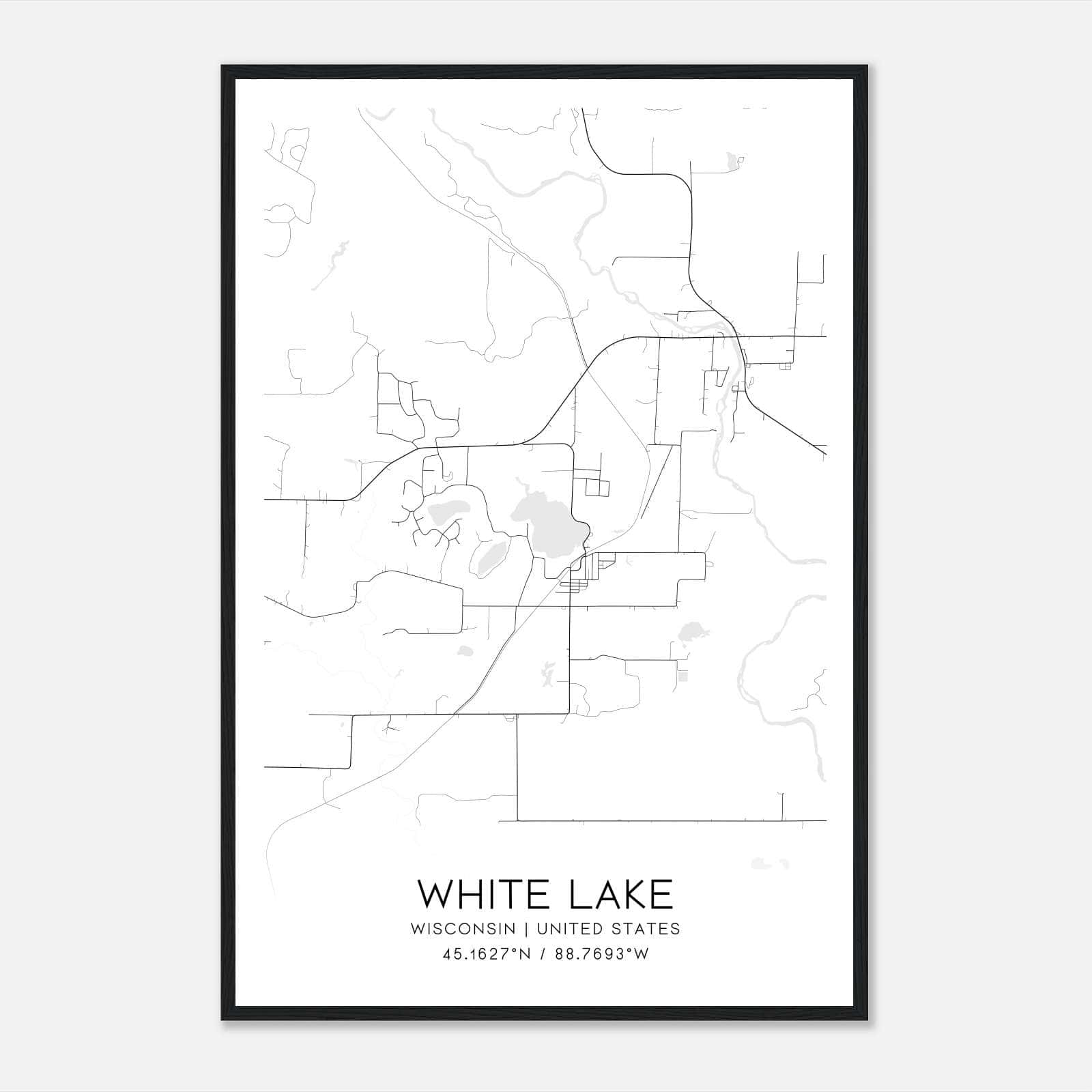 White Lake Wisconsin Map Poster, Modern Home Decor Wall Art Print White Lake Wisconsin Map Poster, Modern Home Decor Wall Art Print