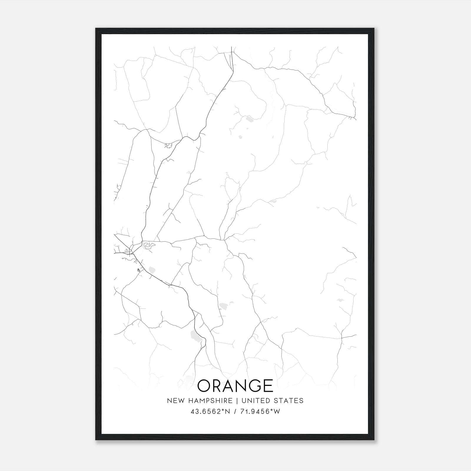 Orange New Hampshire Map Poster, Modern Home Decor Wall Art Print Orange New Hampshire Map Poster, Modern Home Decor Wall Art Print