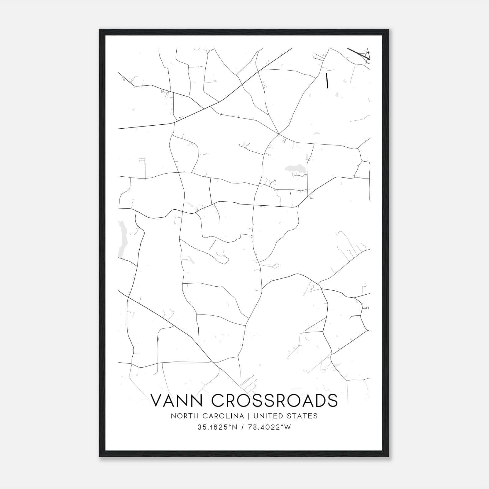 Vann Crossroads North Carolina Map Poster, Modern Home Decor Wall Art Print Vann Crossroads North Carolina Map Poster, Modern Home Decor Wall Art Print