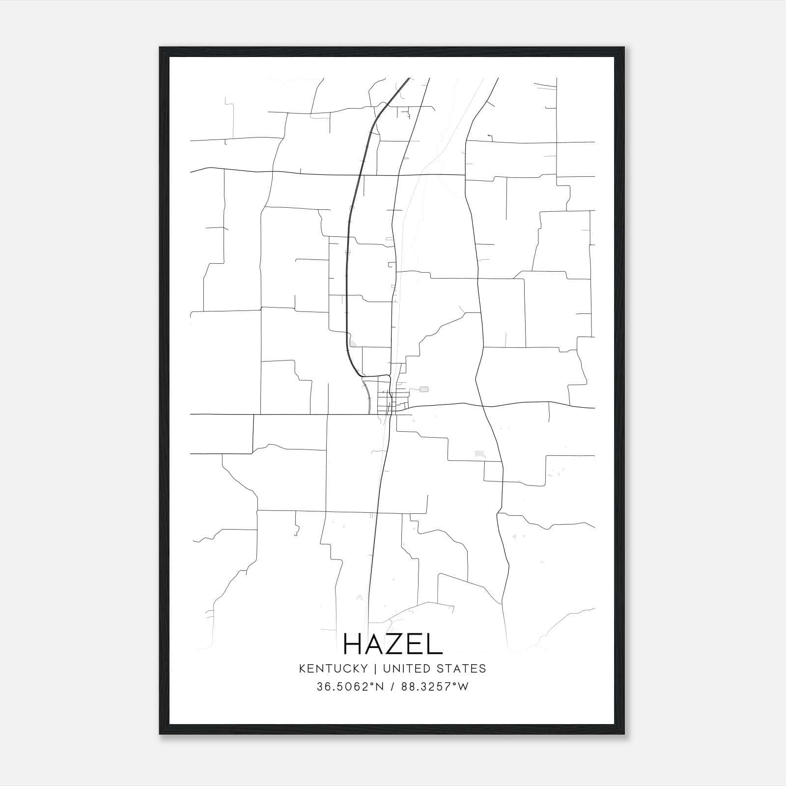 Hazel Kentucky Map Poster, Modern Home Decor Wall Art Print Hazel Kentucky Map Poster, Modern Home Decor Wall Art Print