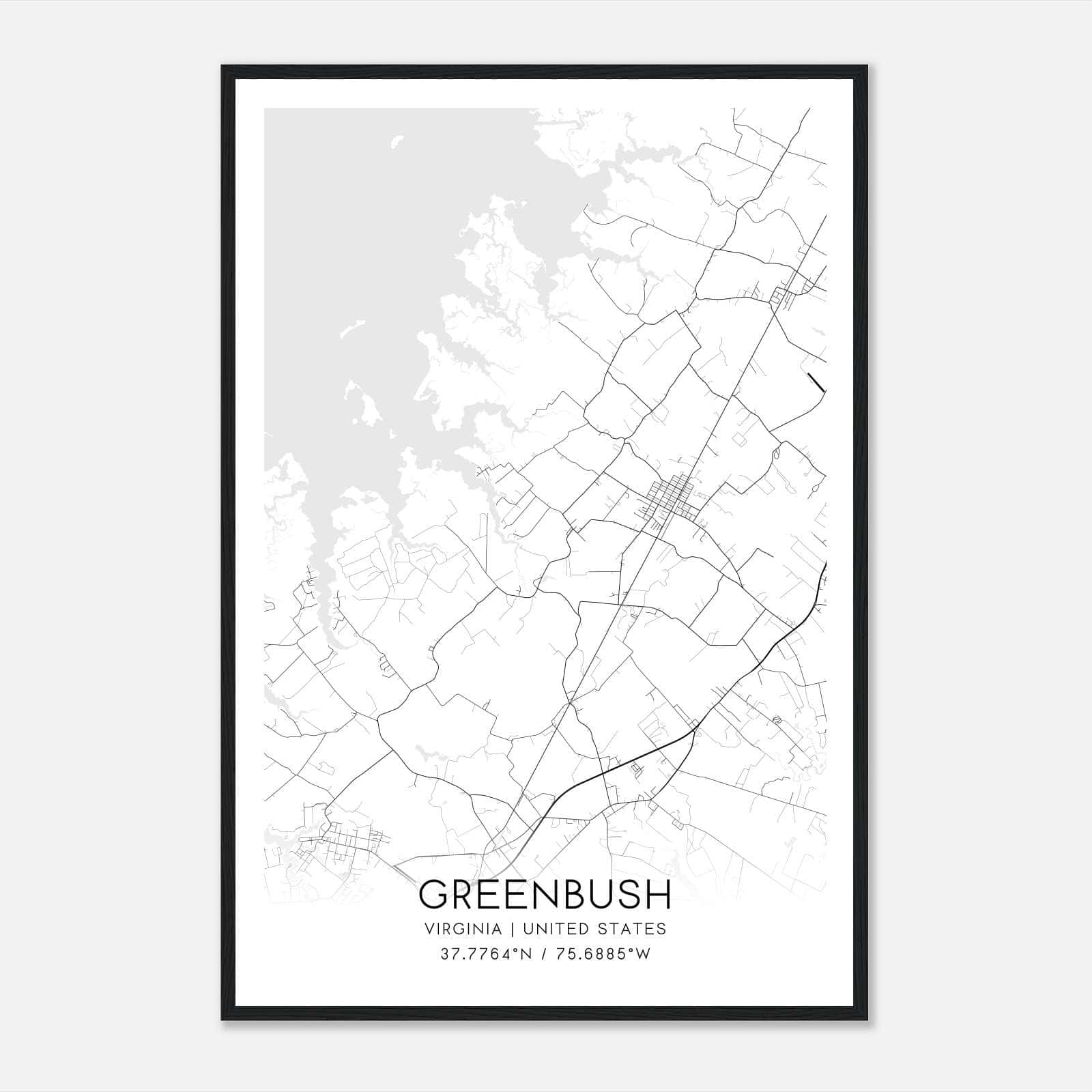 Greenbush Virginia Map Poster, Modern Home Decor Wall Art Print Greenbush Virginia Map Poster, Modern Home Decor Wall Art Print