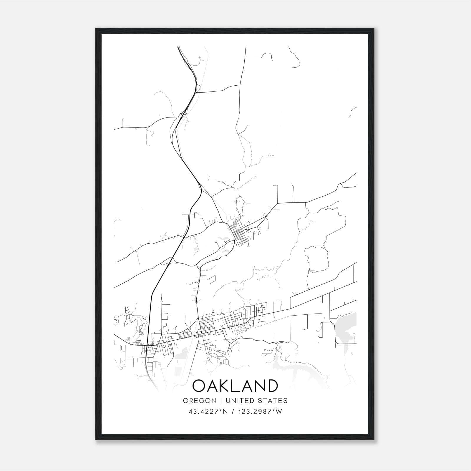 Oakland Oregon Map Poster, Modern Home Decor Wall Art Print Oakland Oregon Map Poster, Modern Home Decor Wall Art Print