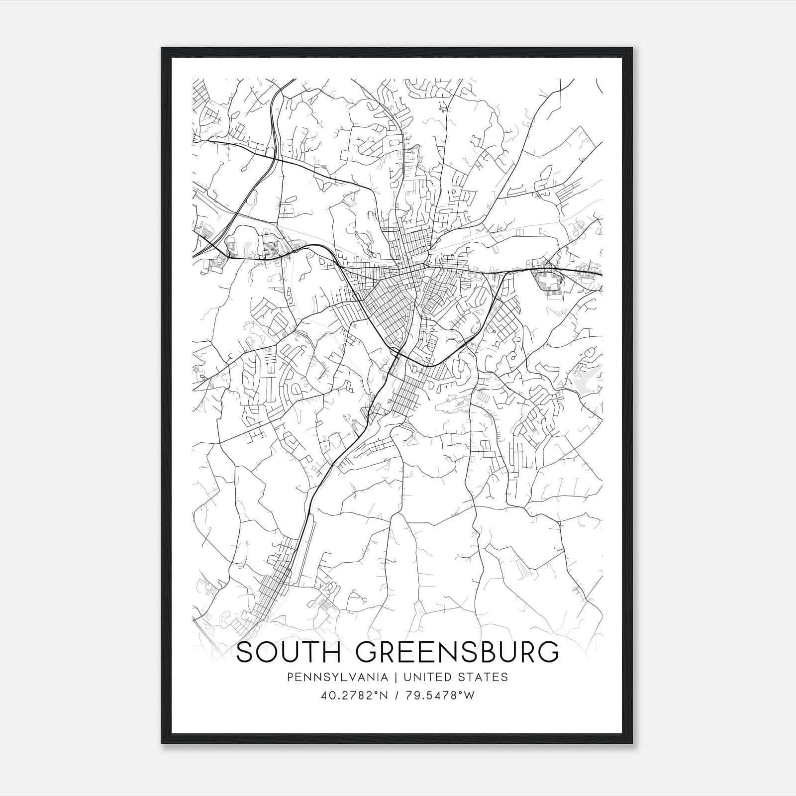 South Greensburg Pennsylvania Map Poster, Modern Home Decor Wall Art Print South Greensburg Pennsylvania Map Poster, Modern Home Decor Wall Art Print