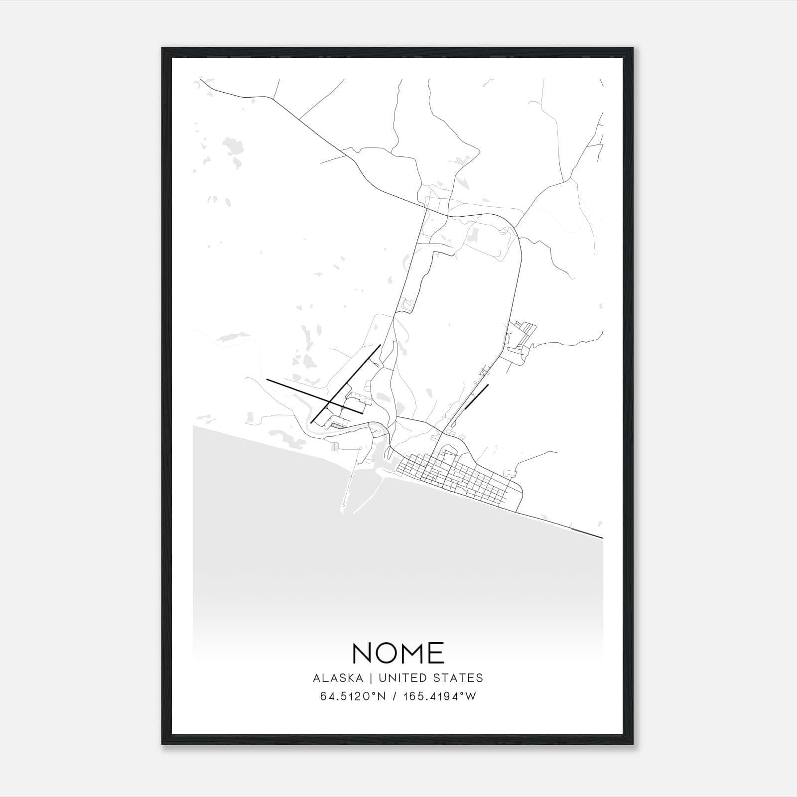 Nome Alaska Map Poster, Modern Home Decor Wall Art Print Nome Alaska Map Poster, Modern Home Decor Wall Art Print