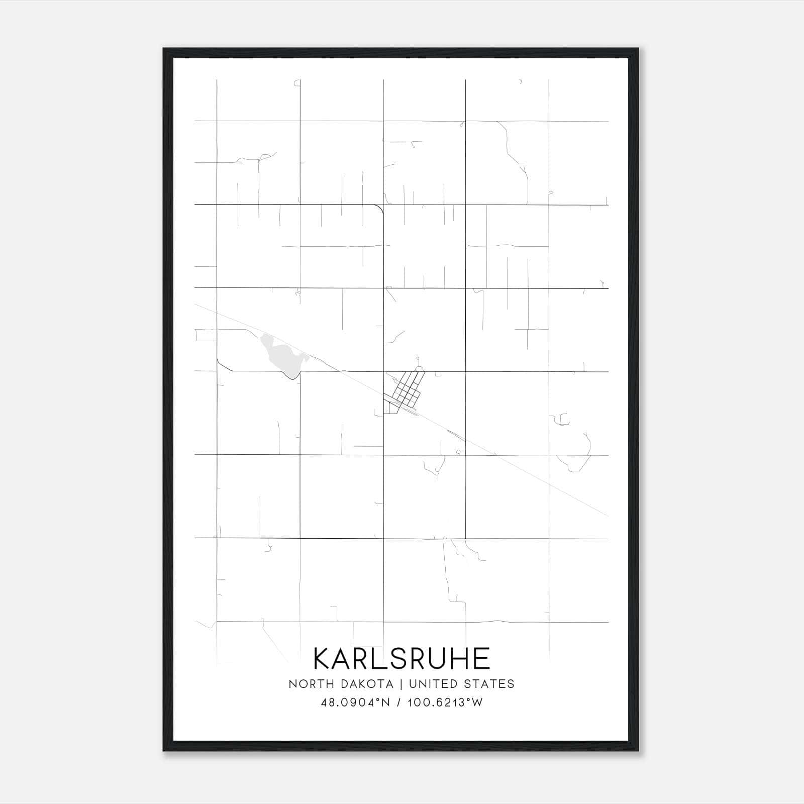 Karlsruhe North Dakota Map Poster, Modern Home Decor Wall Art Print Karlsruhe North Dakota Map Poster, Modern Home Decor Wall Art Print