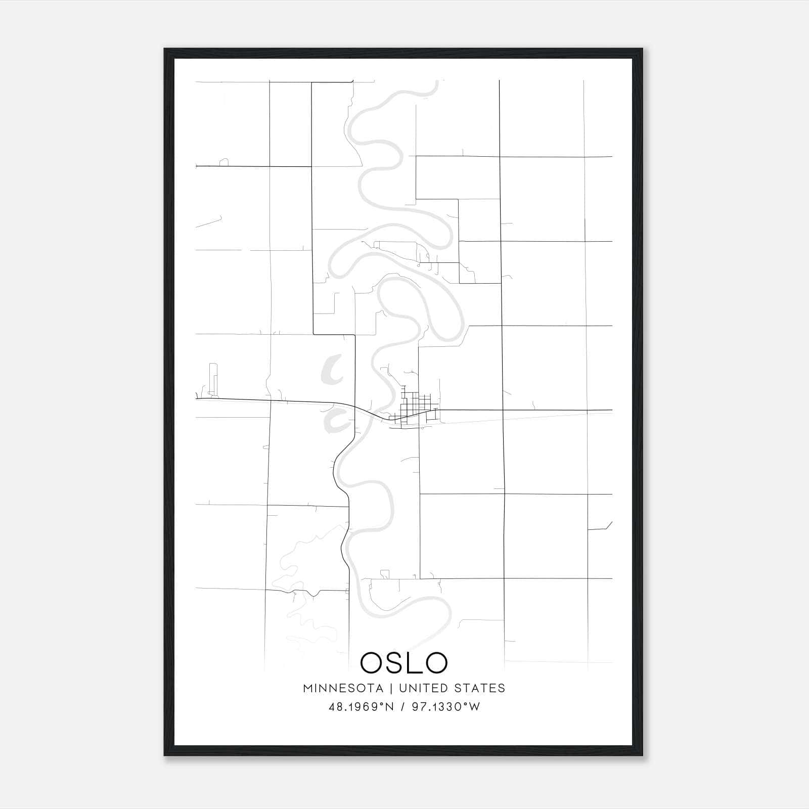 Oslo Minnesota Map Poster, Modern Home Decor Wall Art Print Oslo Minnesota Map Poster, Modern Home Decor Wall Art Print