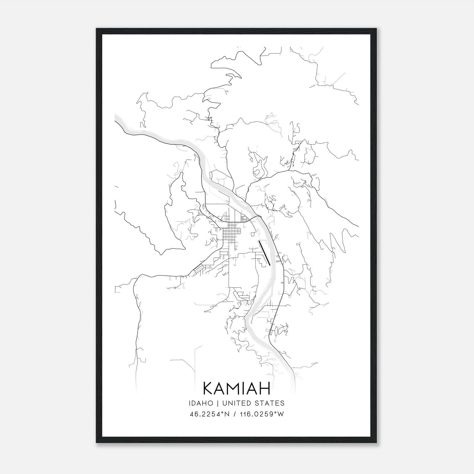 Kamiah Idaho Map Poster, Modern Home Decor Wall Art Print Kamiah Idaho Map Poster, Modern Home Decor Wall Art Print