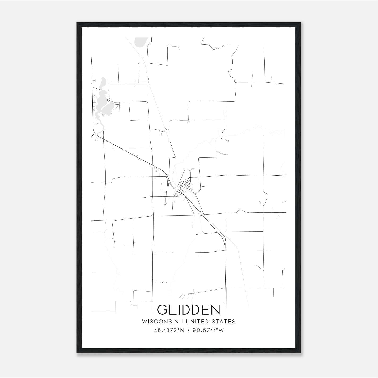 Glidden Wisconsin Map Poster, Modern Home Decor Wall Art Print Glidden Wisconsin Map Poster, Modern Home Decor Wall Art Print