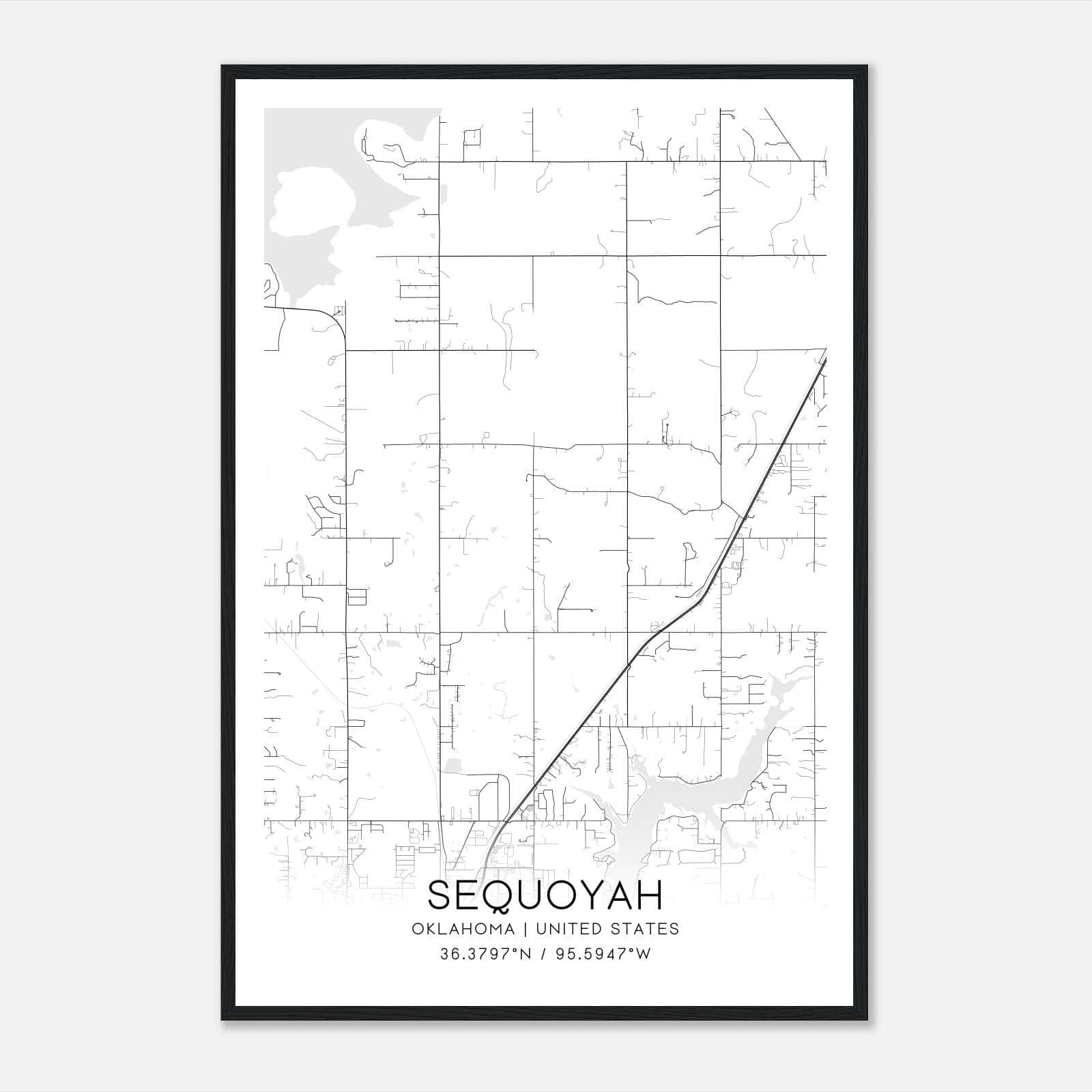 Sequoyah Oklahoma Map Poster, Modern Home Decor Wall Art Print Sequoyah Oklahoma Map Poster, Modern Home Decor Wall Art Print