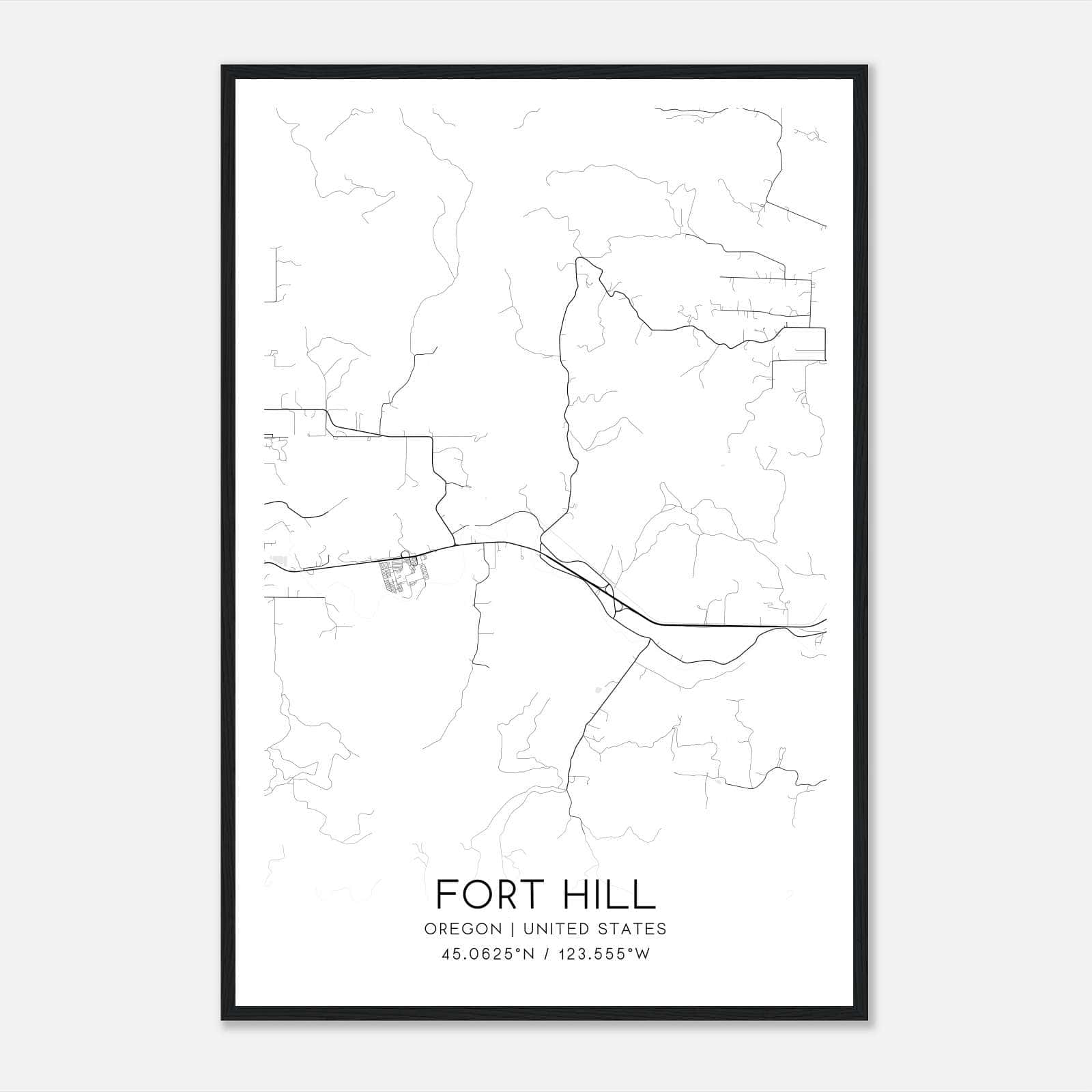 Fort Hill Oregon Map Poster, Modern Home Decor Wall Art Print Fort Hill Oregon Map Poster, Modern Home Decor Wall Art Print