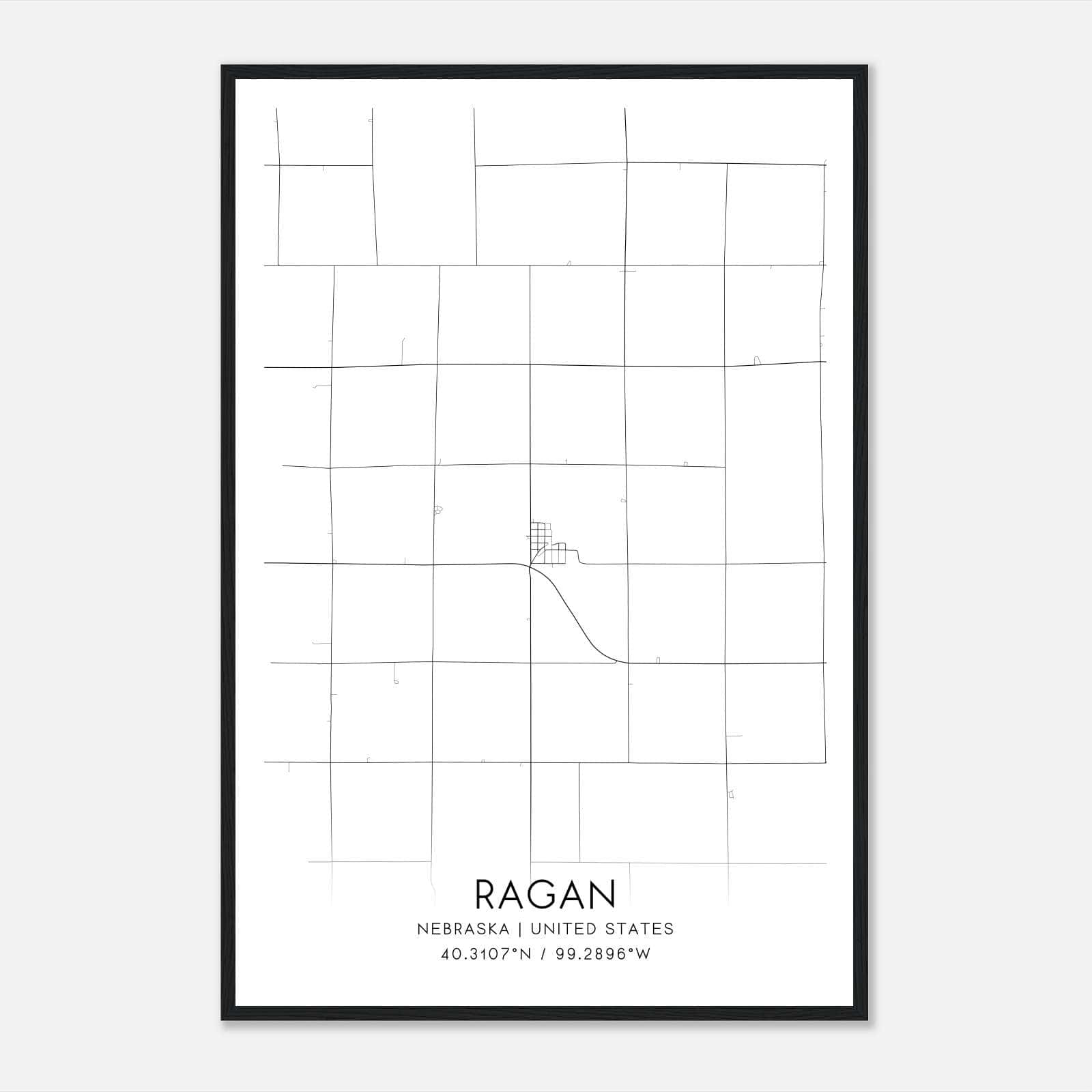 Ragan Nebraska Map Poster, Modern Home Decor Wall Art Print Ragan Nebraska Map Poster, Modern Home Decor Wall Art Print