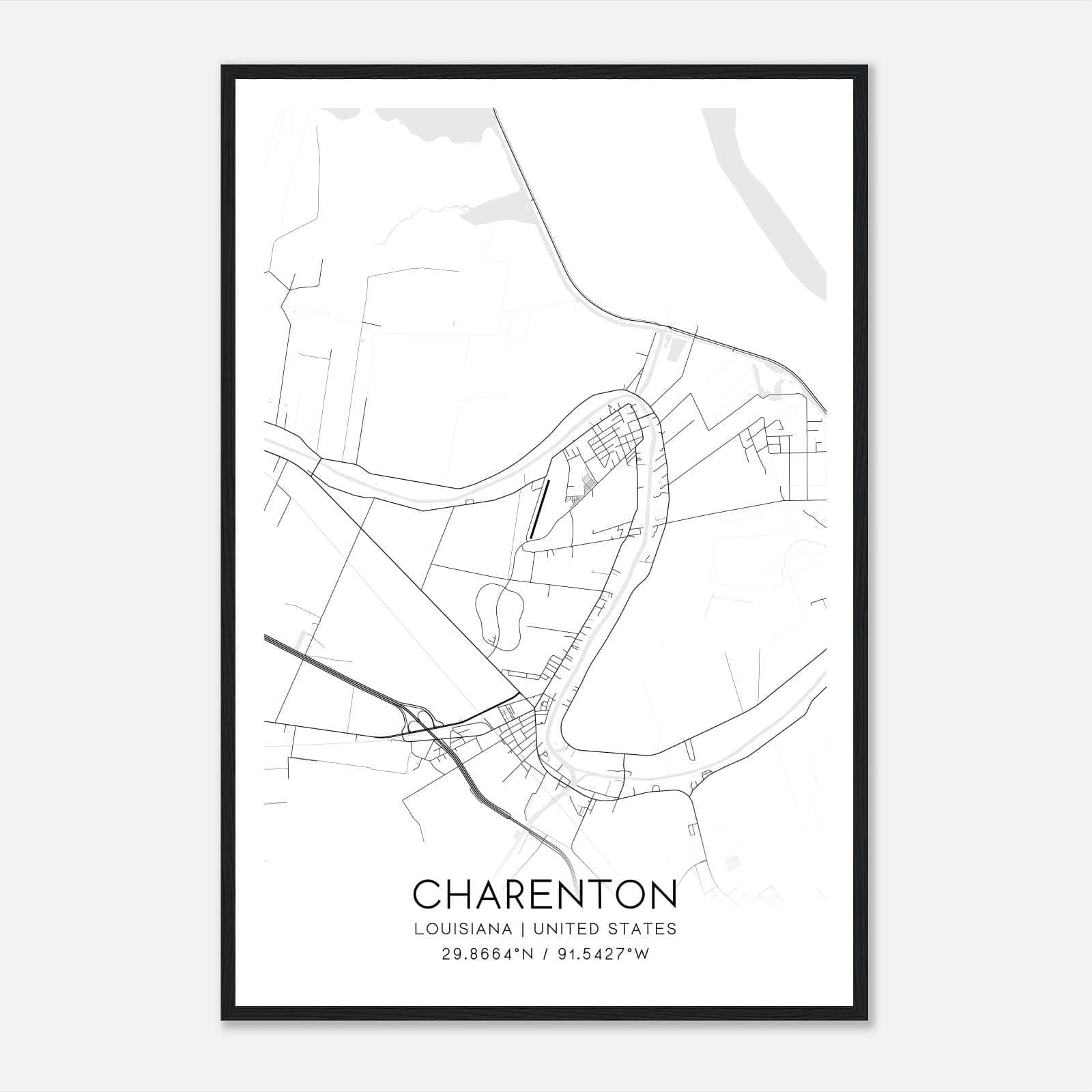 Charenton Louisiana Map Poster, Modern Home Decor Wall Art Print Charenton Louisiana Map Poster, Modern Home Decor Wall Art Print