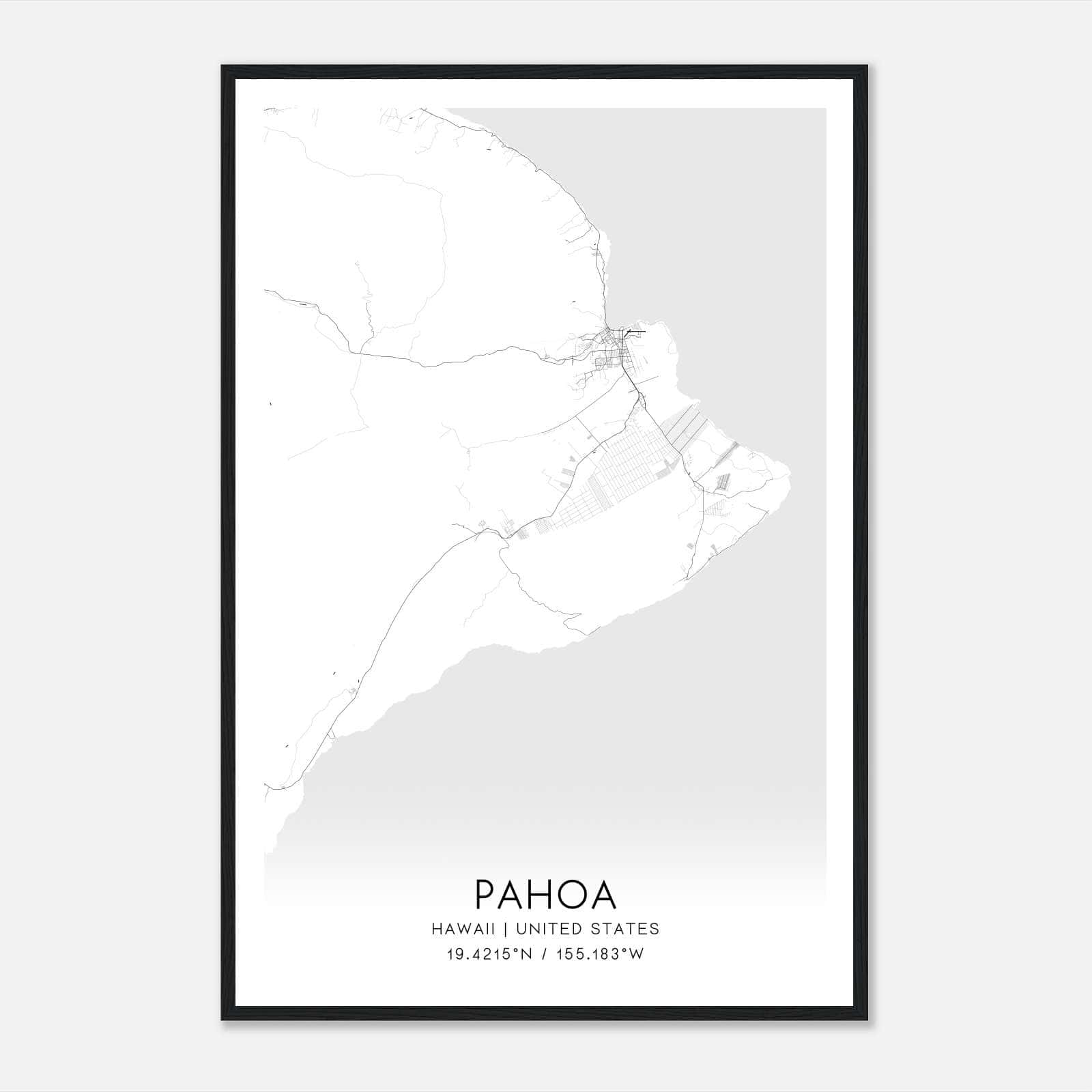 Pahoa Hawaii Map Poster, Modern Home Decor Wall Art Print Pahoa Hawaii Map Poster, Modern Home Decor Wall Art Print